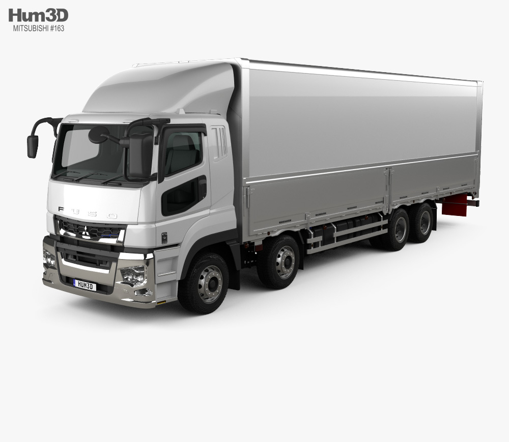 3D Model Of Mitsubishi Fuso Super Great Box Truck 4 Axle 2019. Trucks, 3D Model, Mitsubishi Truck