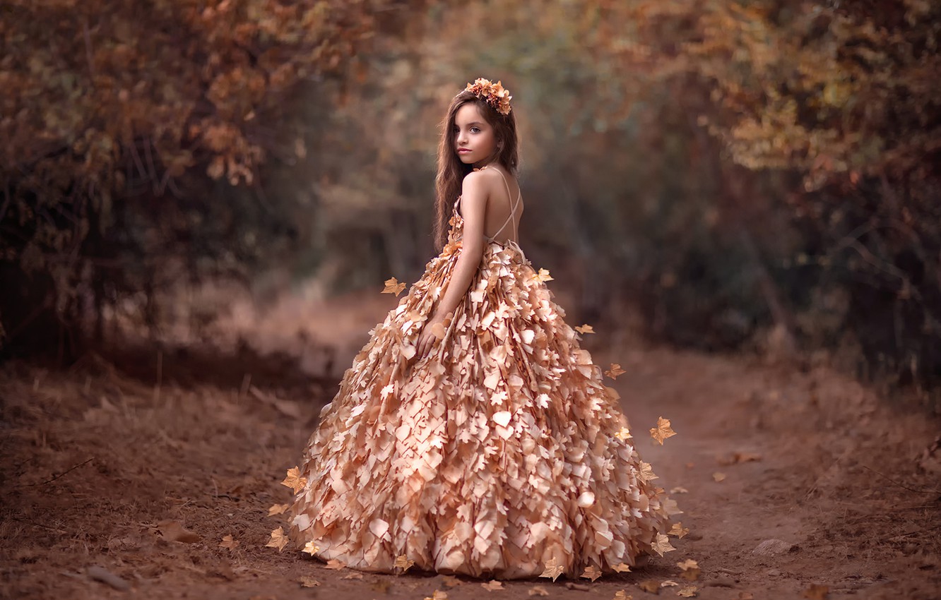 Wallpaper autumn, leaves, dress, girl image for desktop, section стиль