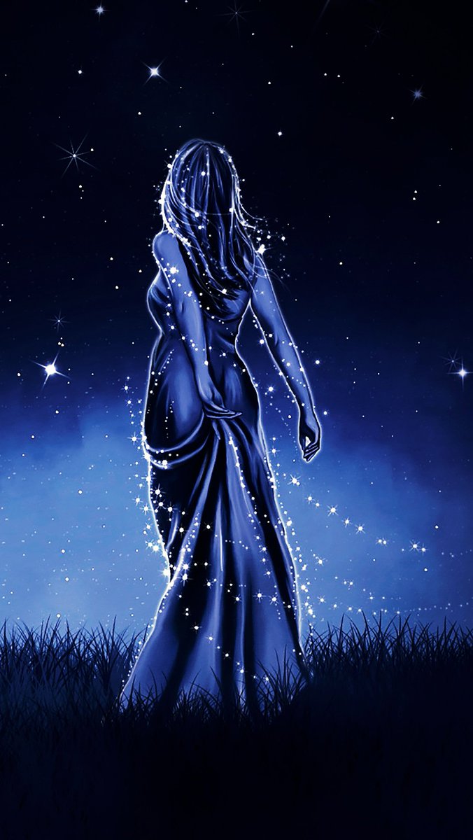 QHD Wallpaper By: Larisa Koshkina #blue #fantasy #girl #woman #stars #magic #QHDWallpaper #wallpaper #HDwallpaper