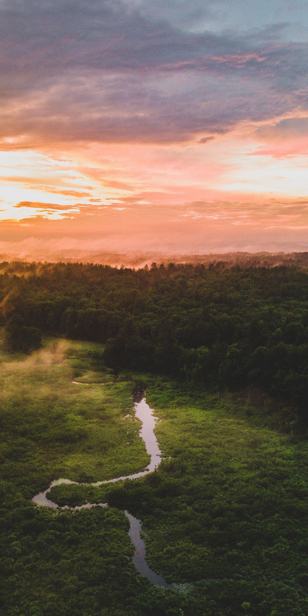 Sunset, river, landscape, aerial view, 1080x2160 wallpaper. Aerial views landscape, Beautiful nature scenes, Aerial view