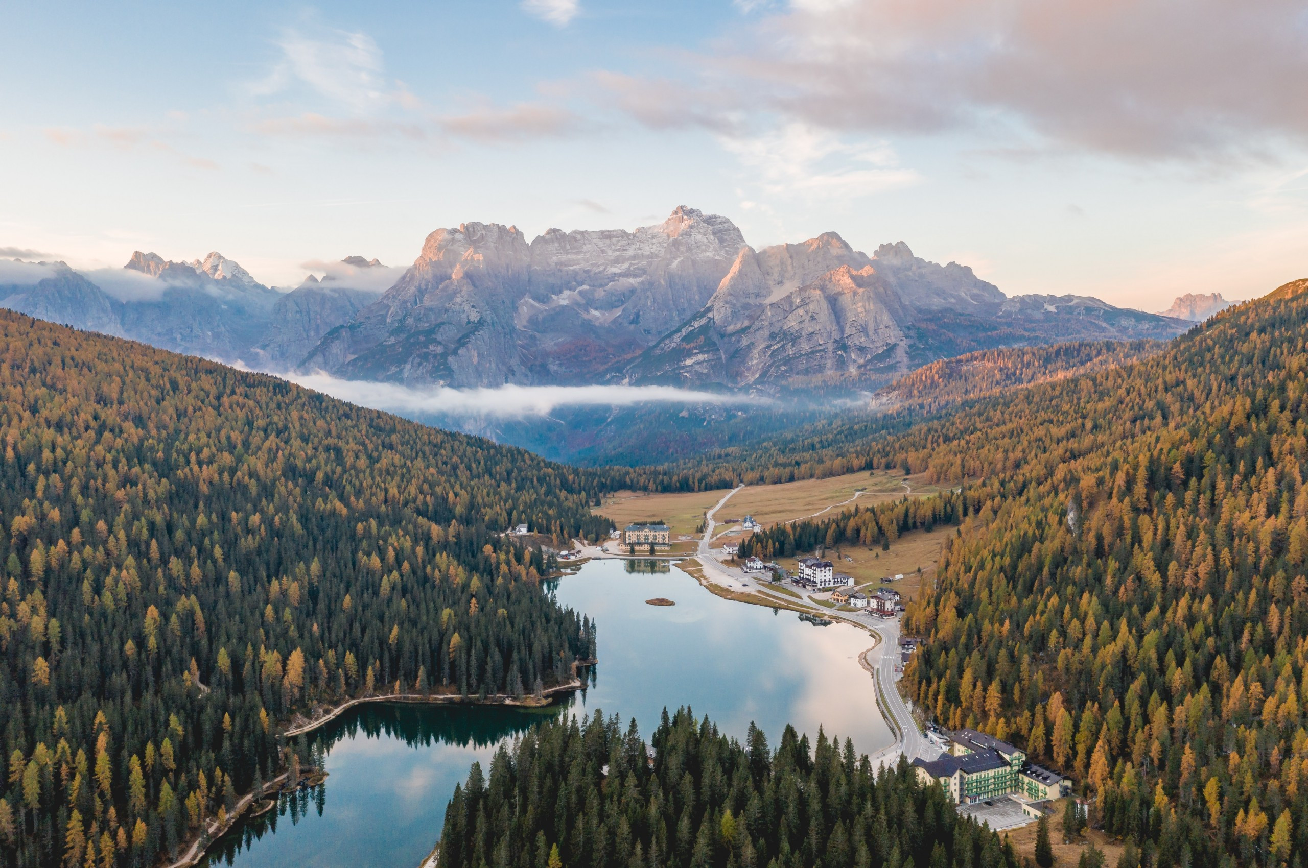 Download 2560x1700 River, Aerial View, Mountains, Forest Wallpaper for Chromebook Pixel