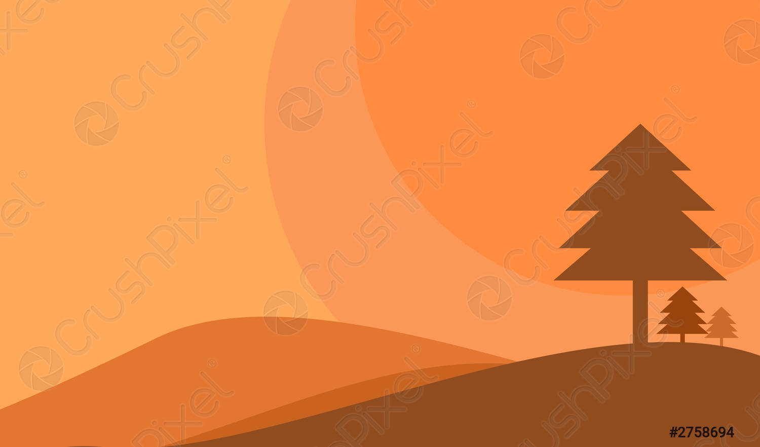 Abstract sunset landscape flat background illustration Suitable for banners, wallpaper