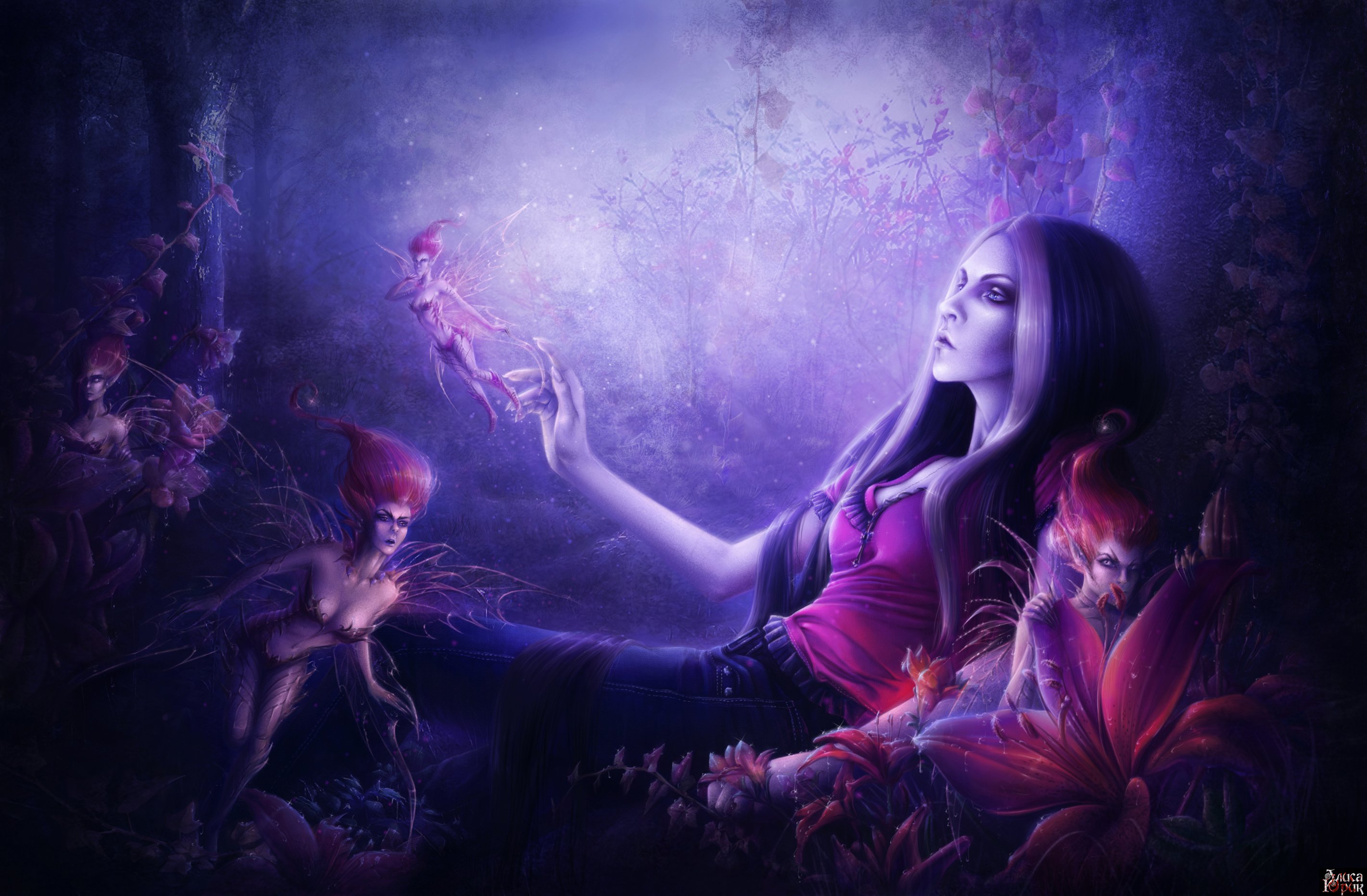 Dark Purple Pink Fantasy Background