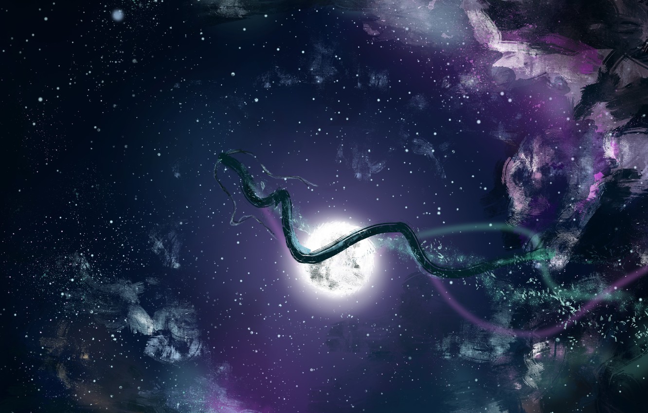 Wallpaper the sky, night, the moon, dragon, Haku, Spirited Away, by soupsane image for desktop, section прочее