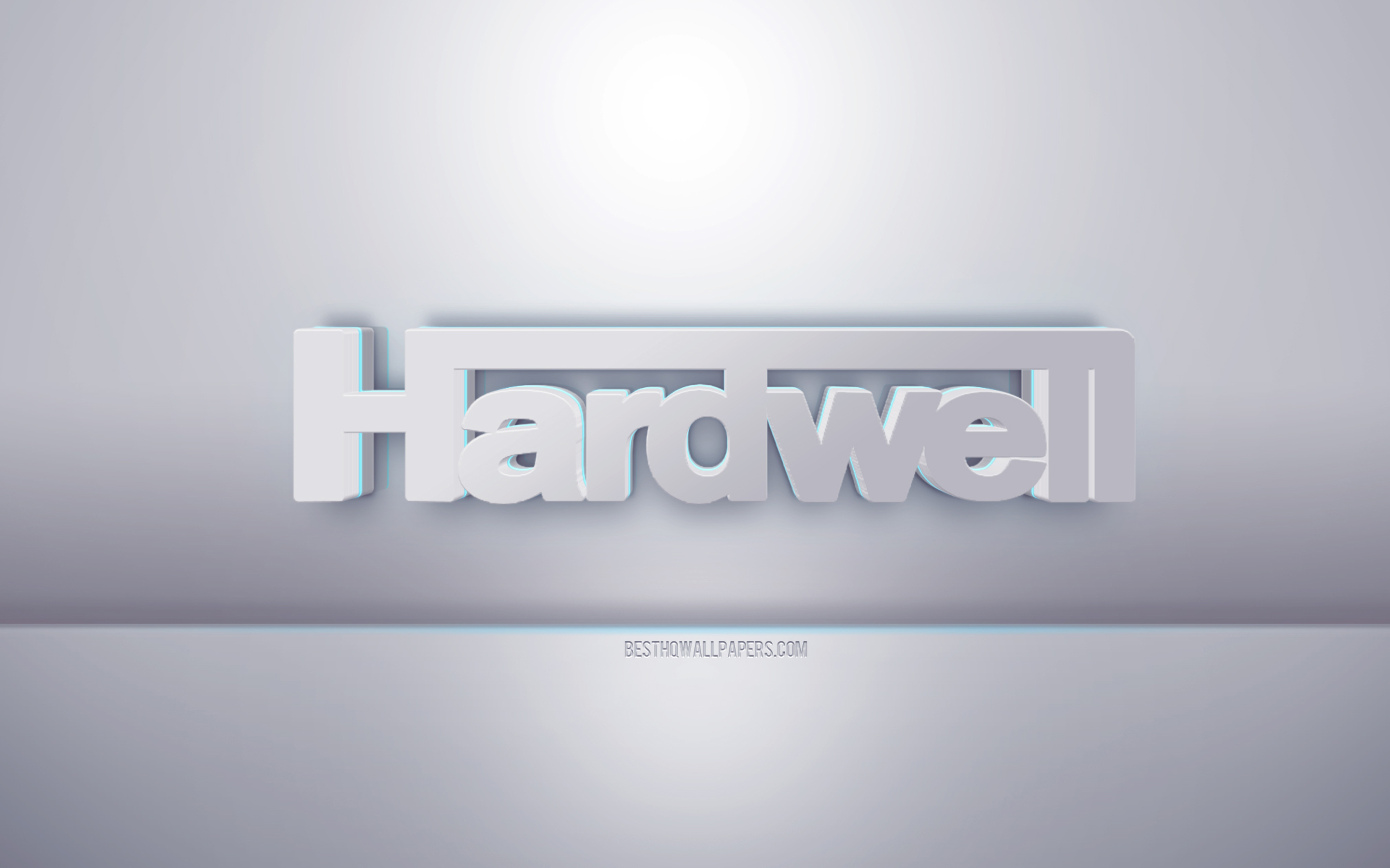 Download wallpaper Hardwell 3D white logo, gray background, Hardwell logo, creative 3D art, Hardwell, 3D emblem for desktop with resolution 2880x1800. High Quality HD picture wallpaper