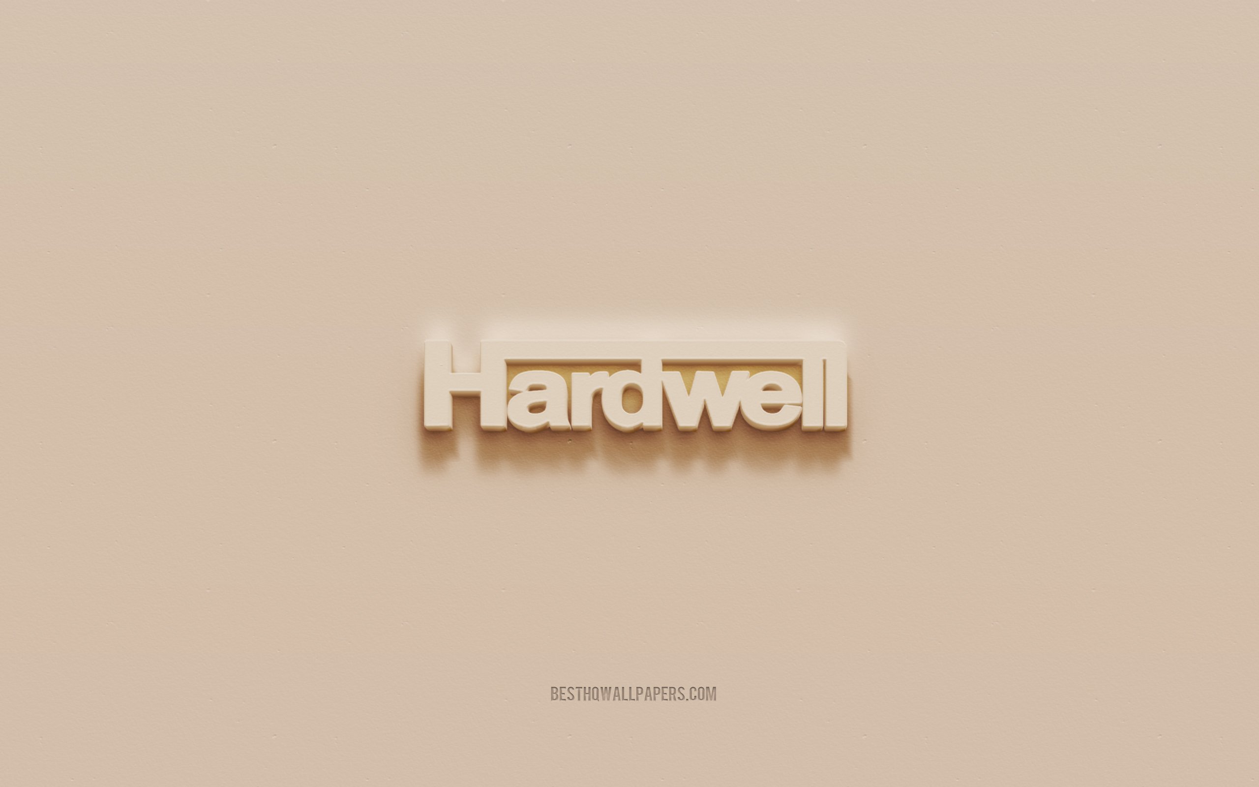 Download wallpaper Hardwell logo, brown plaster background, Hardwell 3D logo, musicians, Hardwell emblem, 3D art, Hardwell for desktop with resolution 2560x1600. High Quality HD picture wallpaper