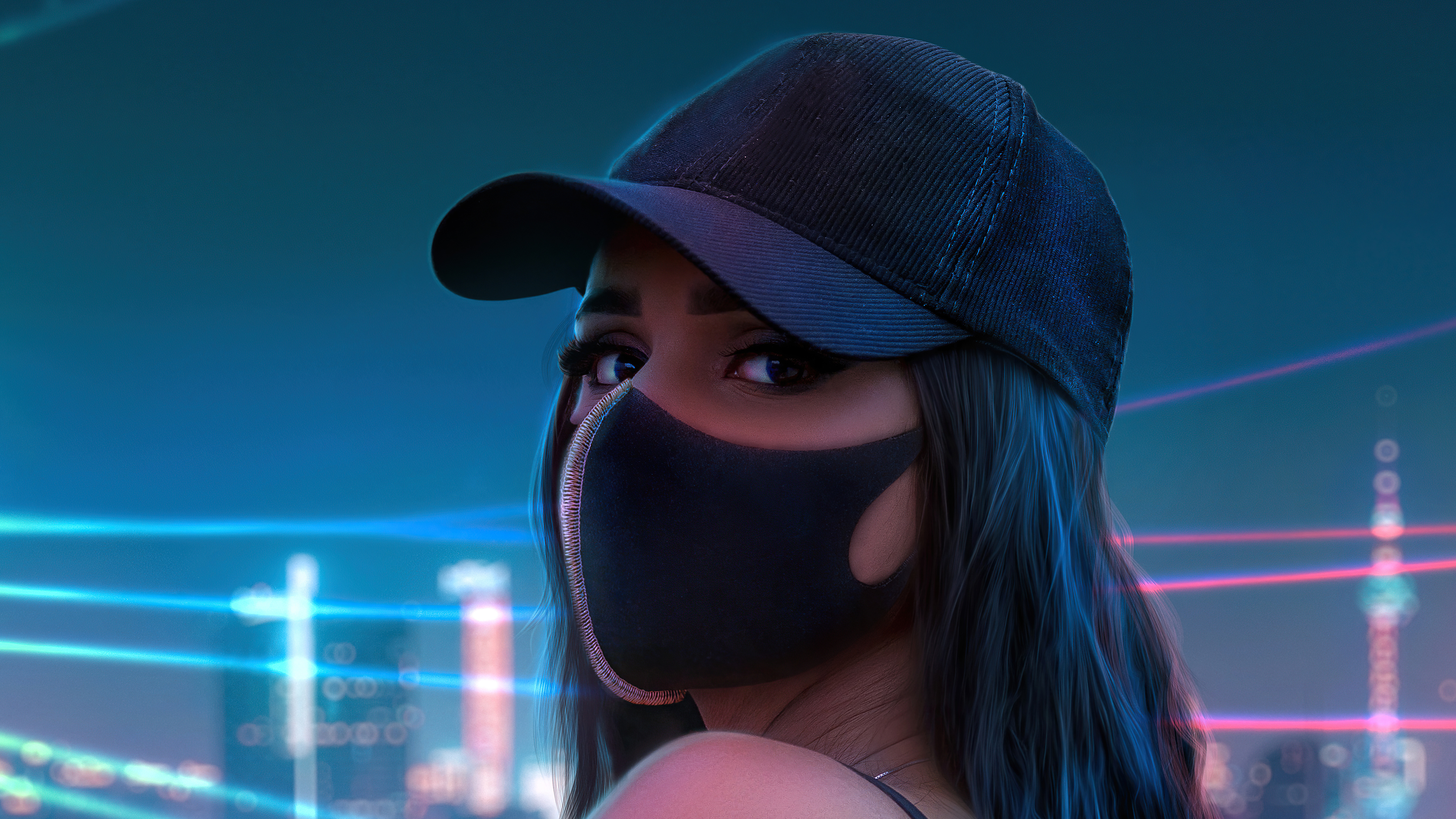 Girl Hat Neon Lights City, HD Girls, 4k Wallpaper, Image, Background, Photo and Picture