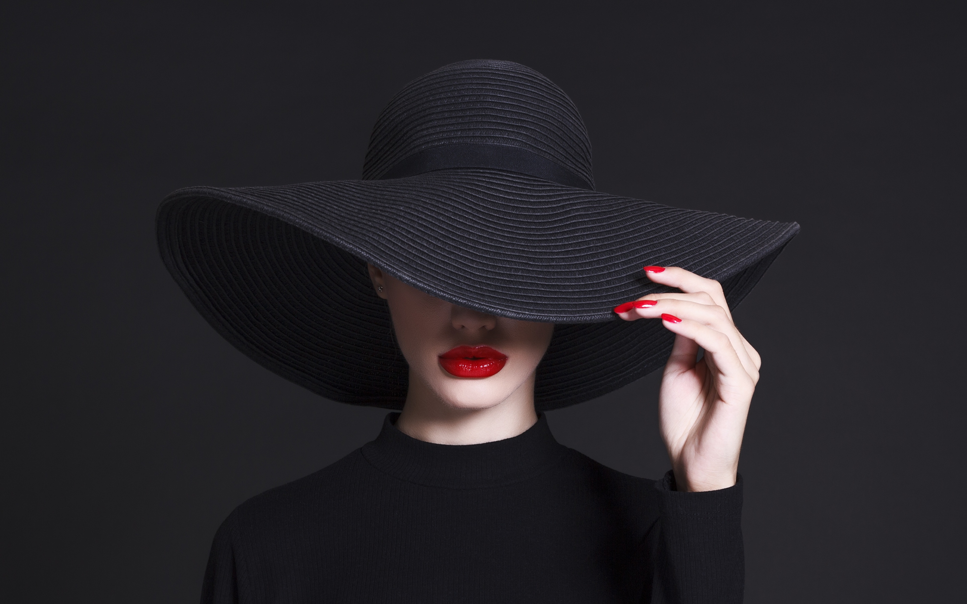 Desktop Wallpaper Hat Black Girls Black background 3840x2400