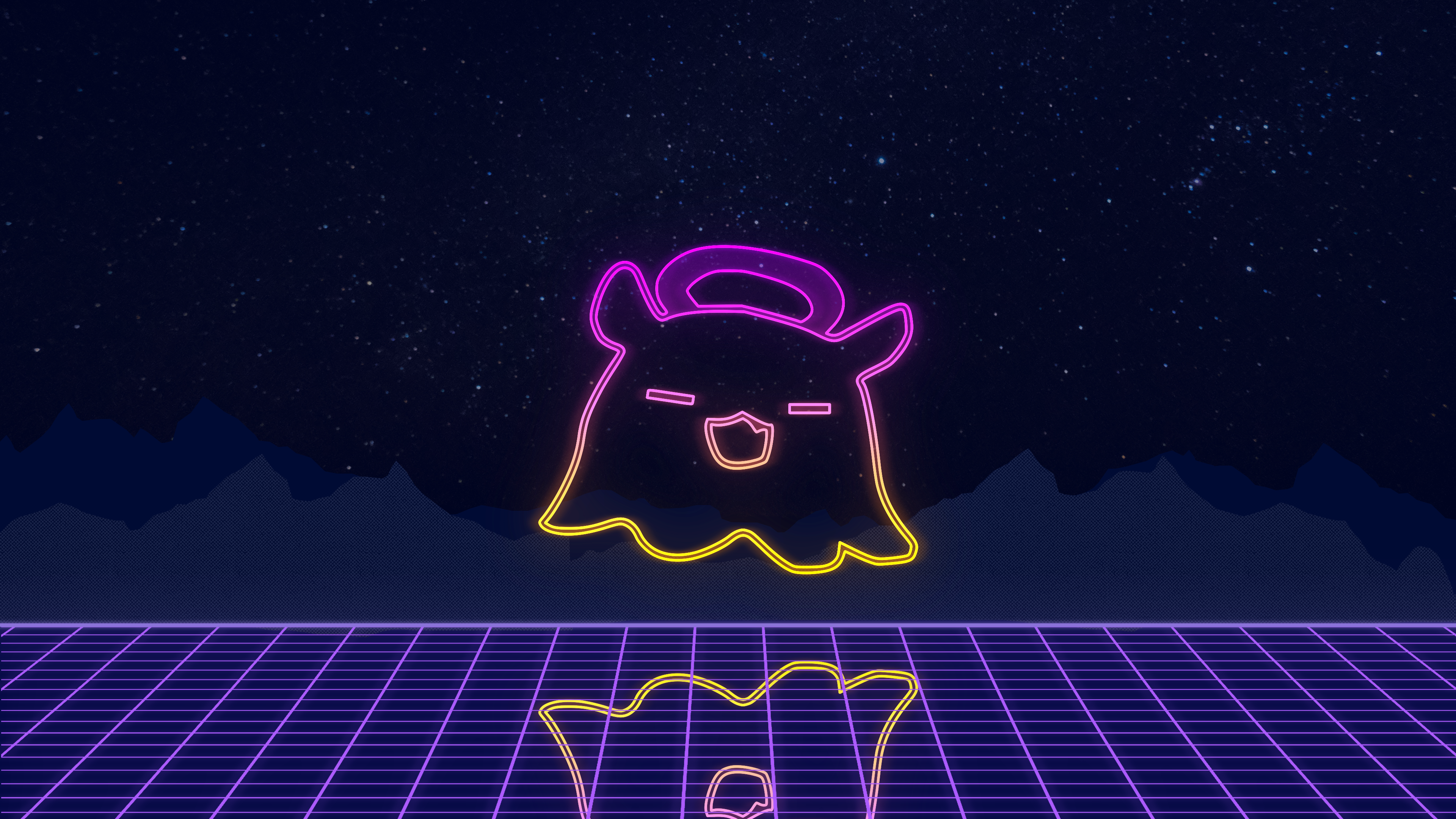 Outrun Holomyth Mascots Wallpaper by me [3840 x 2160]: Hololive
