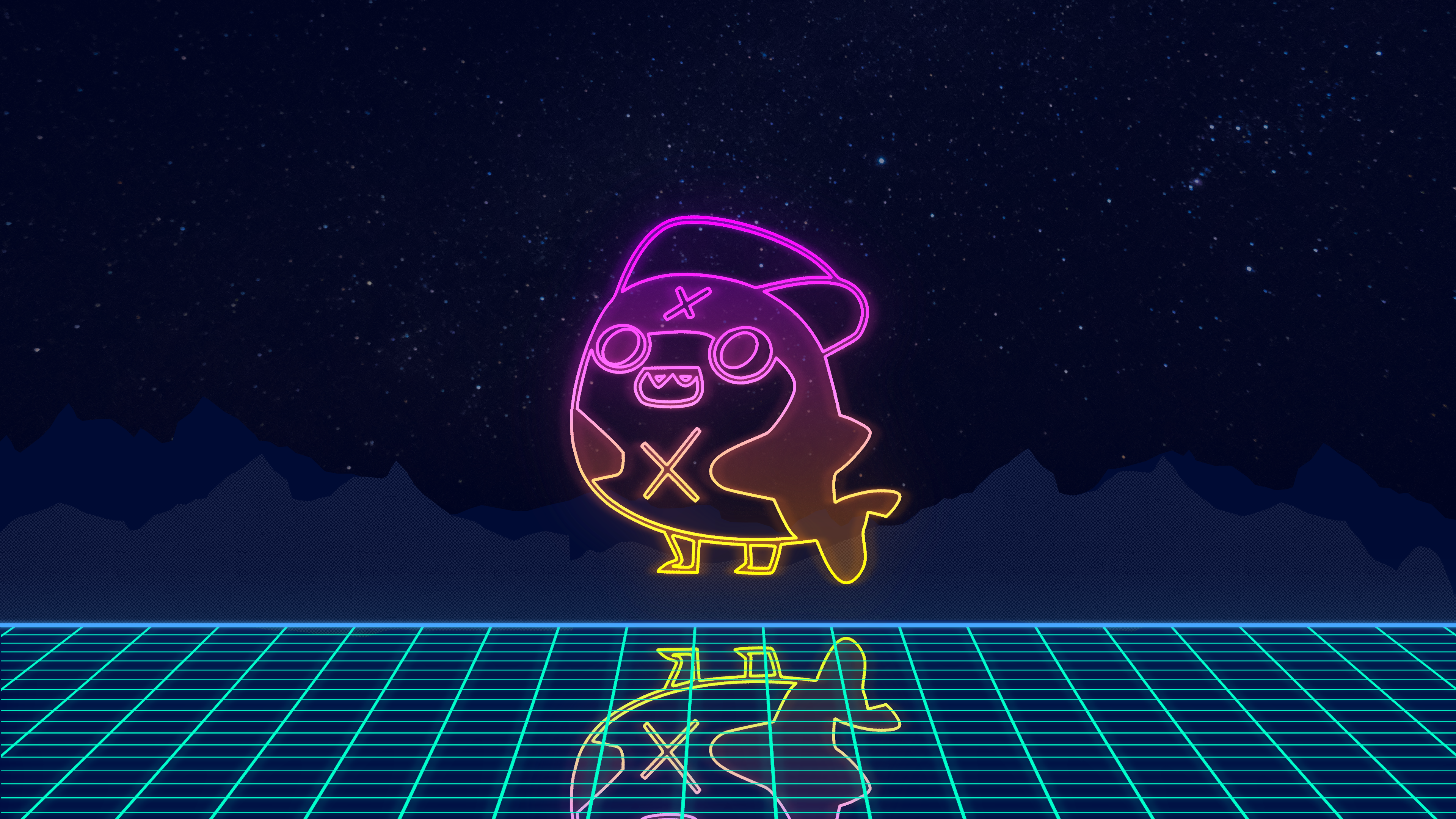 Outrun Holomyth Mascots Wallpaper by me [3840 x 2160]: Hololive