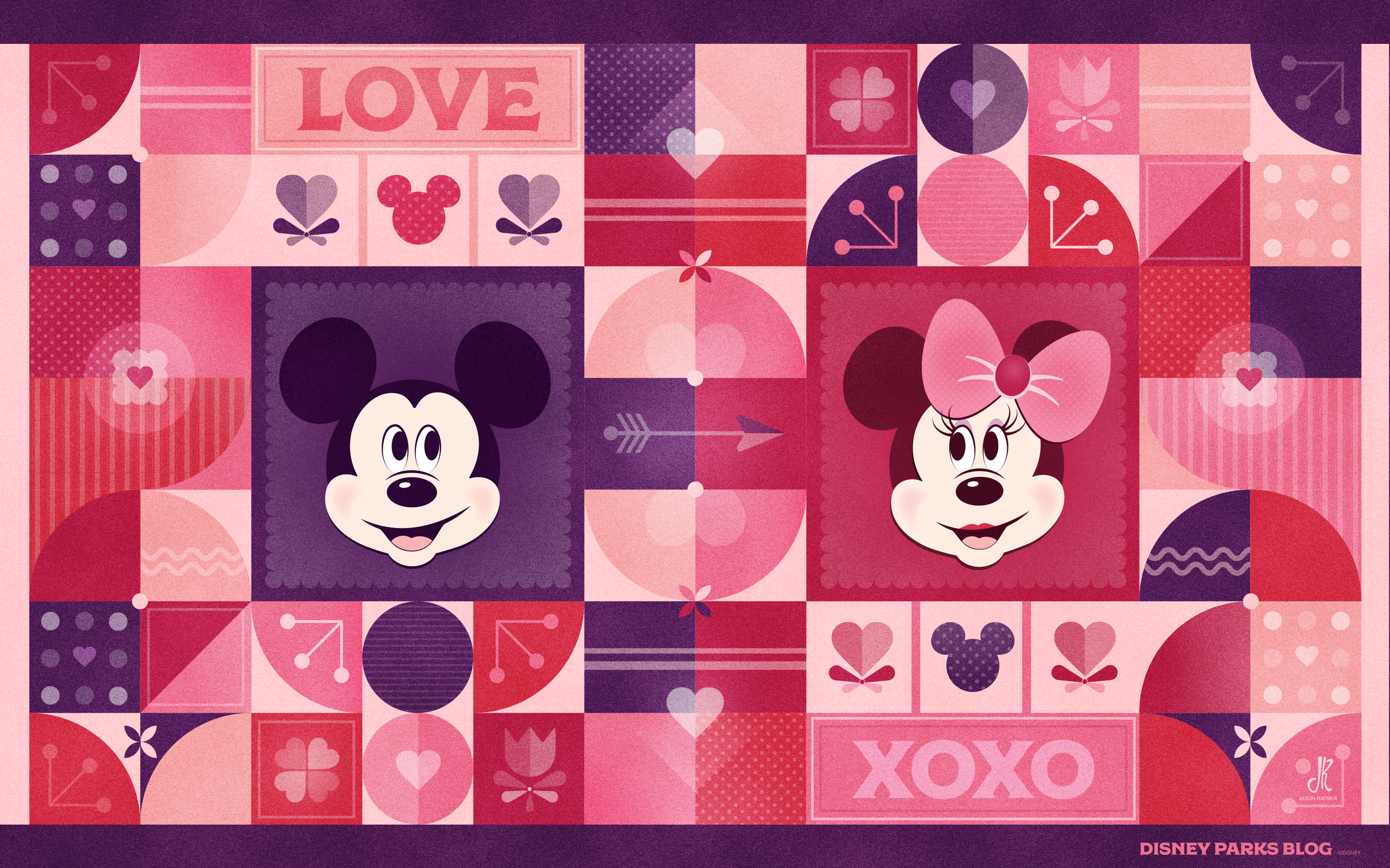 Mickey Mouse & Minnie Mouse Valentine's Day Wallpaper