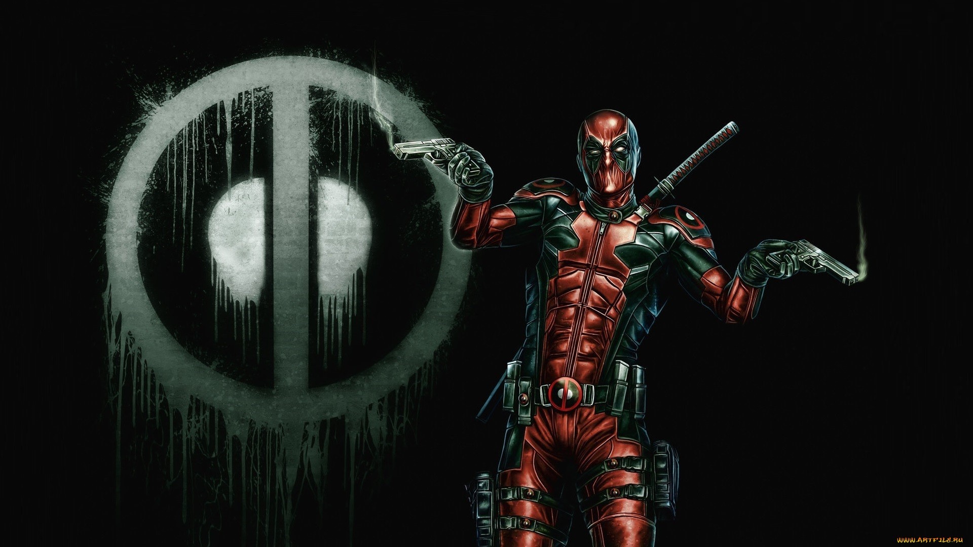 Male, artwork, gun, antiheroes, Deadpool. Mocah HD Wallpaper