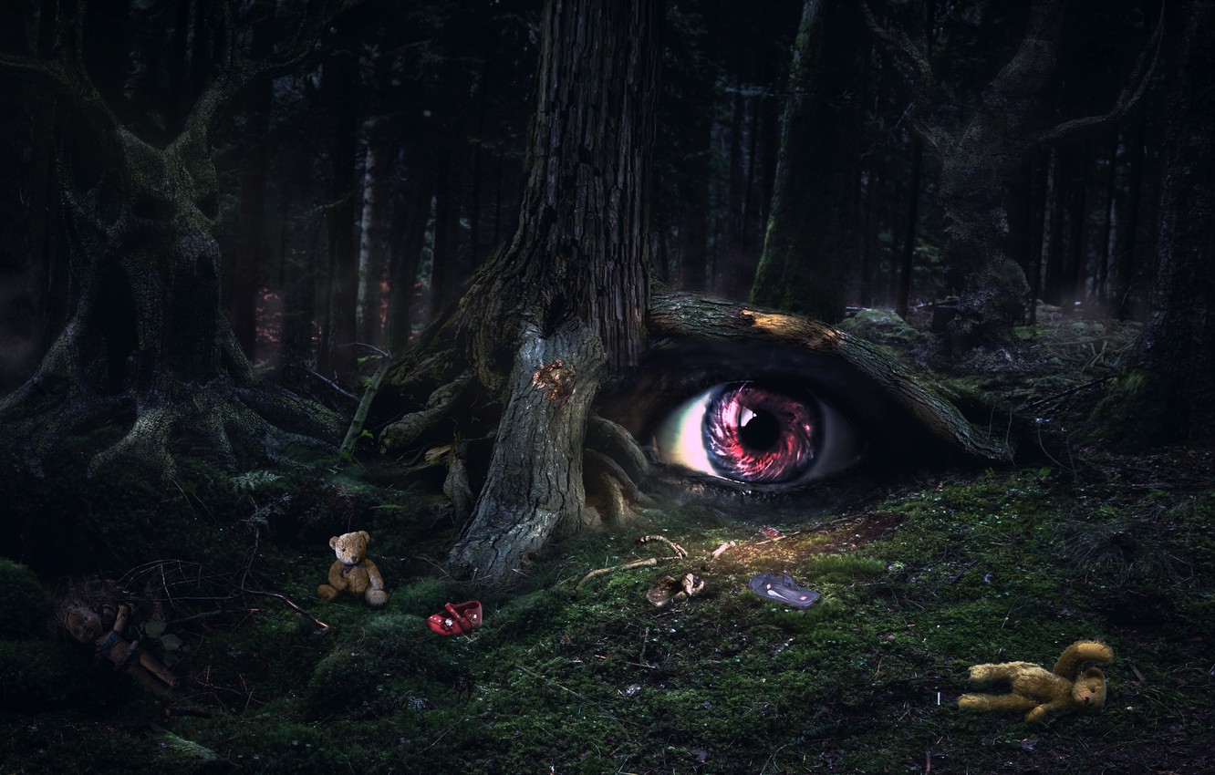 Wallpaper forest, fear, black, something, bones, horror, Nightmare image for desktop, section фантастика