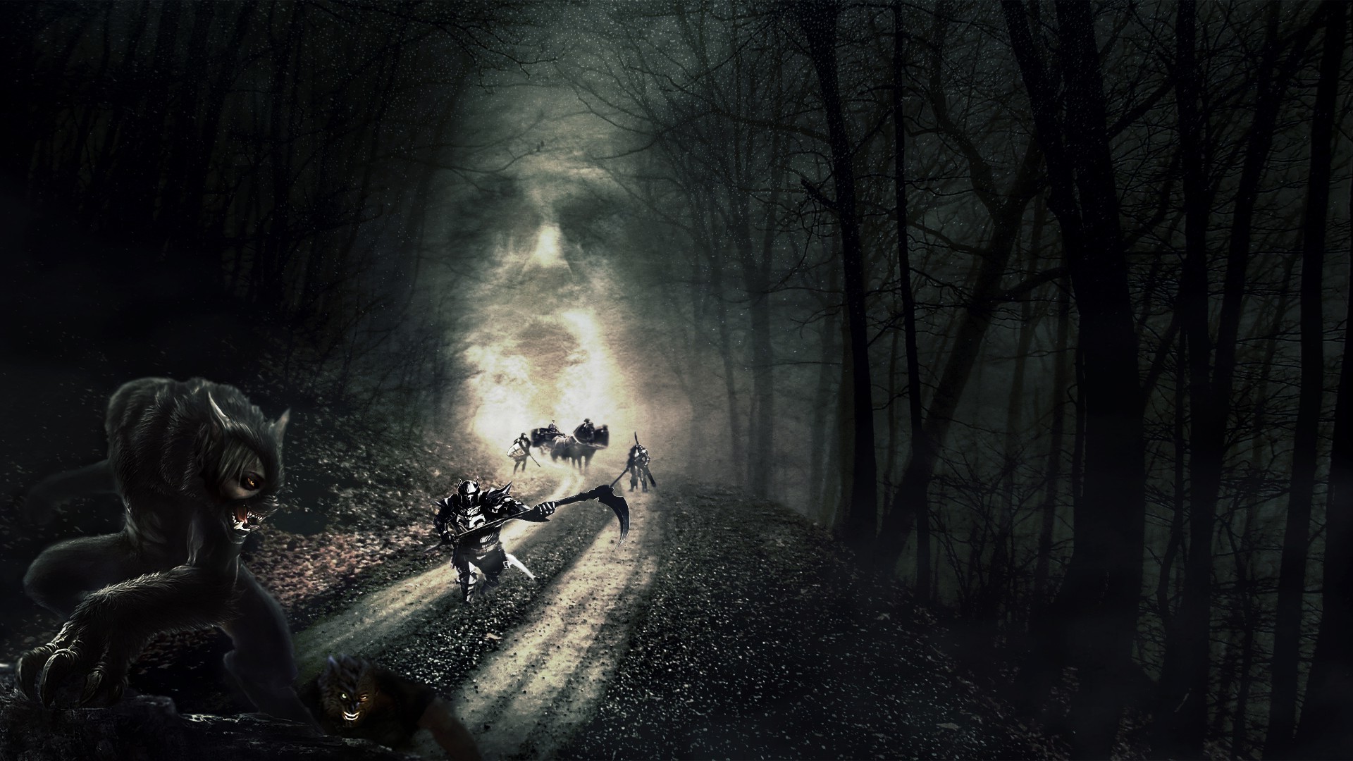 dark, Horror, Knights, Werewolves, Forest Wallpaper HD / Desktop and Mobile Background