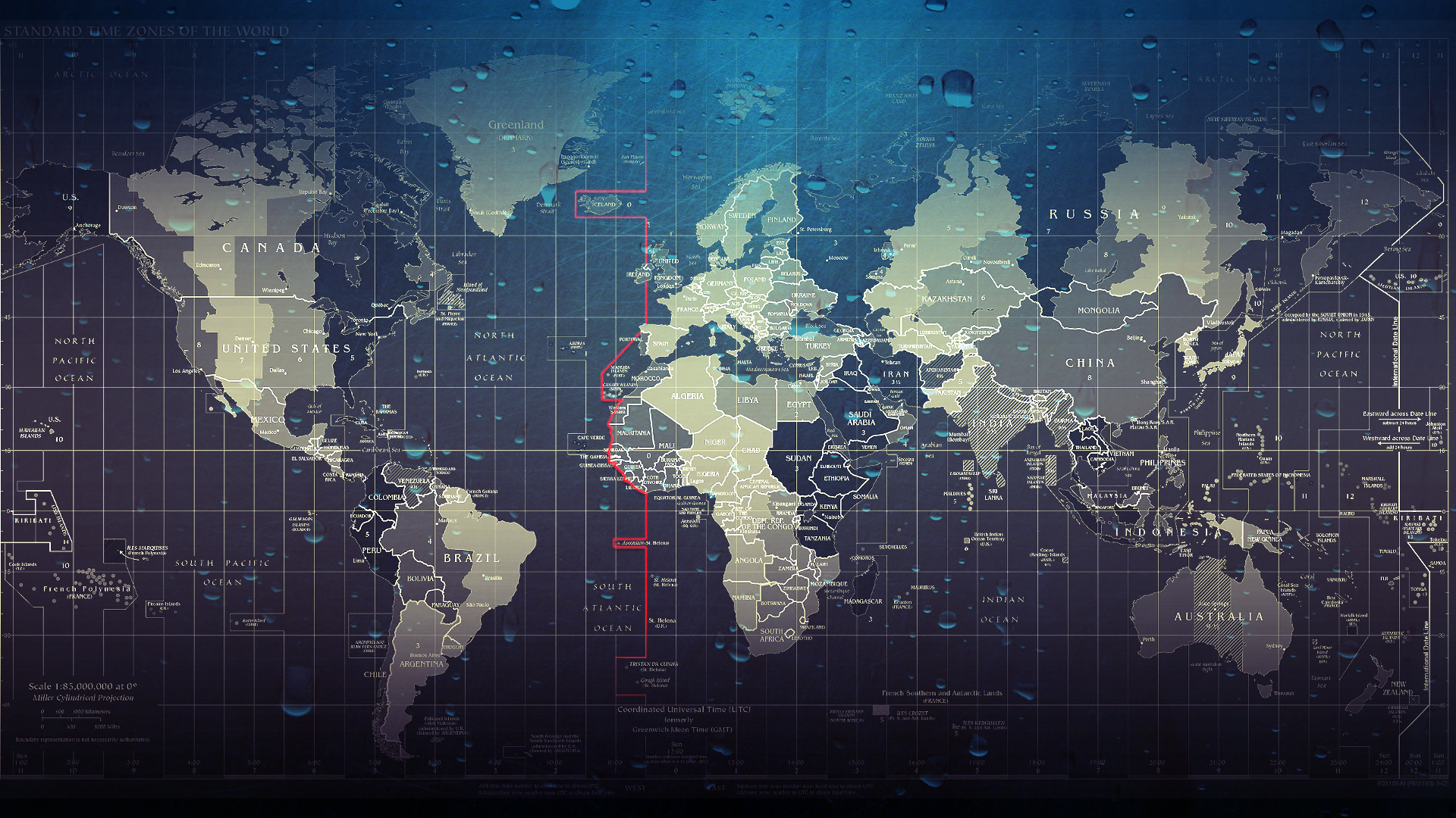 World Map Time Zones Wallpaper