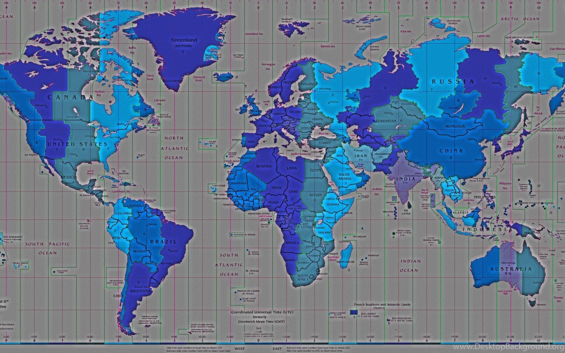Justpict.com World Map Time Zones Wallpaper Desktop Background