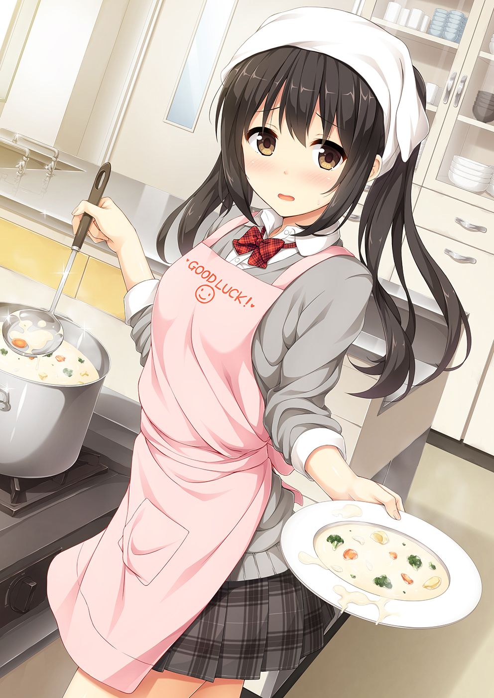 Image Of Chef Anime Girl Cooking.