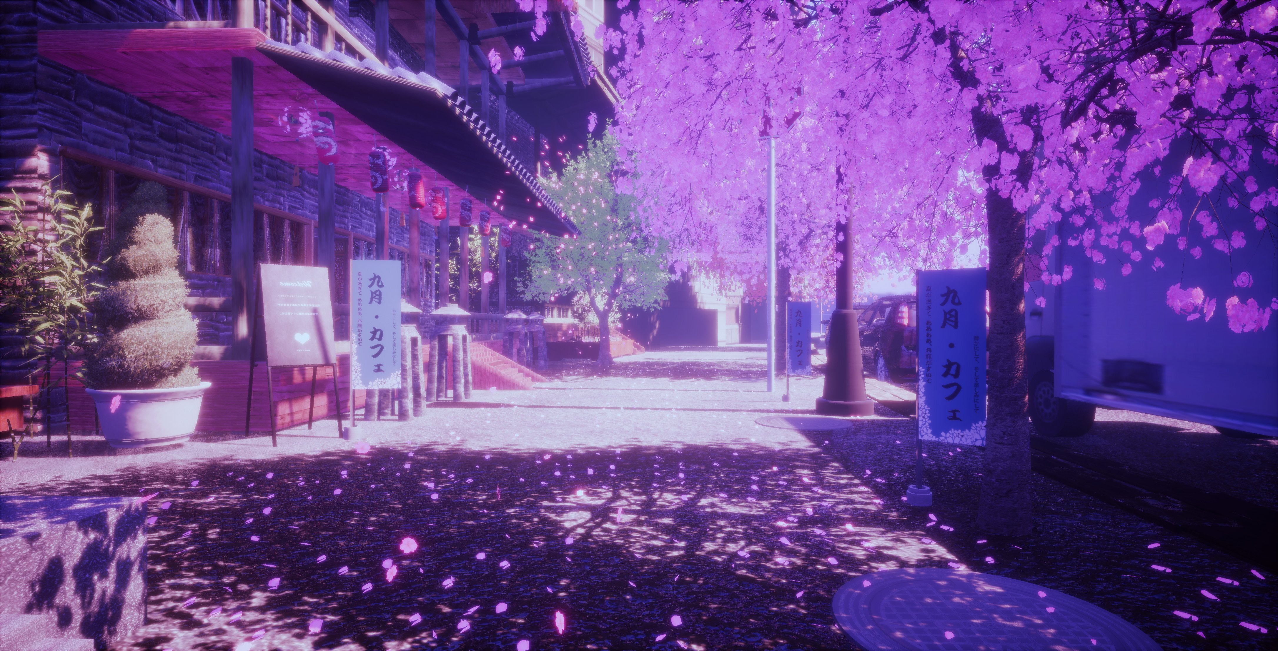 Wallpaper, anime, Japan, landscape, Sakura blossom 4344x2214