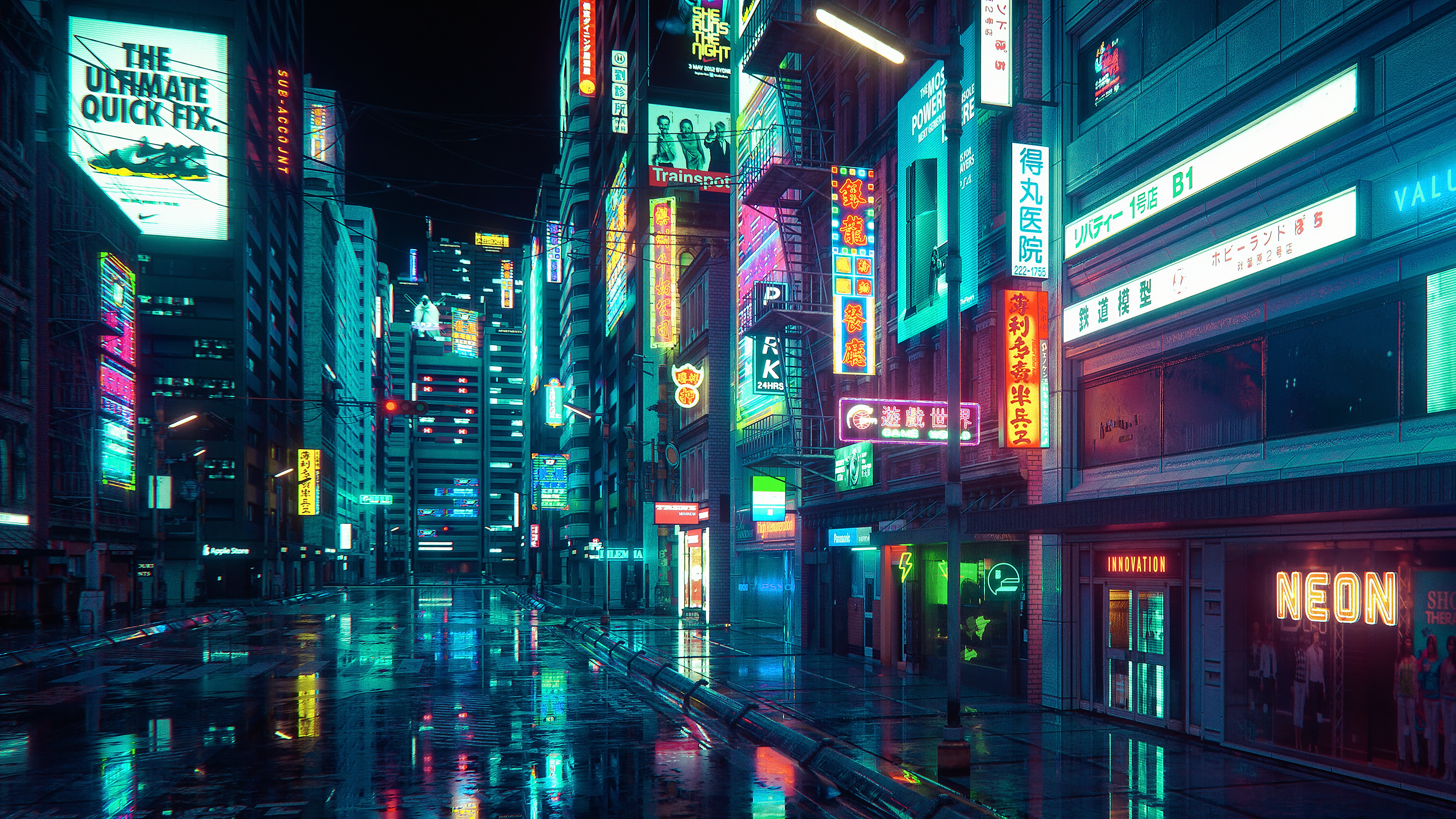 Neon by Mark Chang [3840x2160]. Cyberpunk city, Cyberpunk, Background