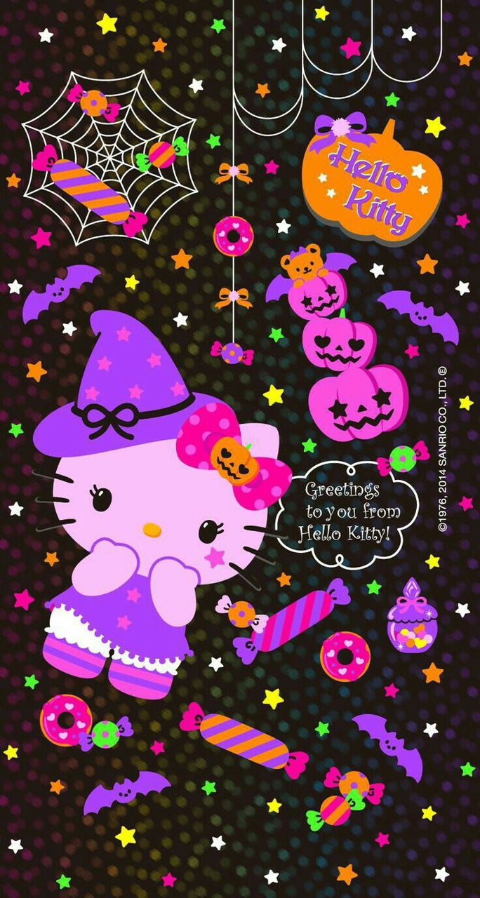 Image shared by Sofia Nekrasova. Find image and videos about hello kitty on We Hear. Hello kitty halloween wallpaper, Hello kitty halloween, Hello kitty picture