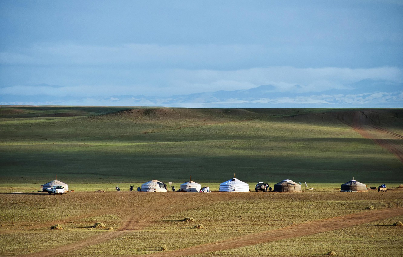 Wallpaper the steppe, the horizon line, Mongolia image for desktop, section пейзажи