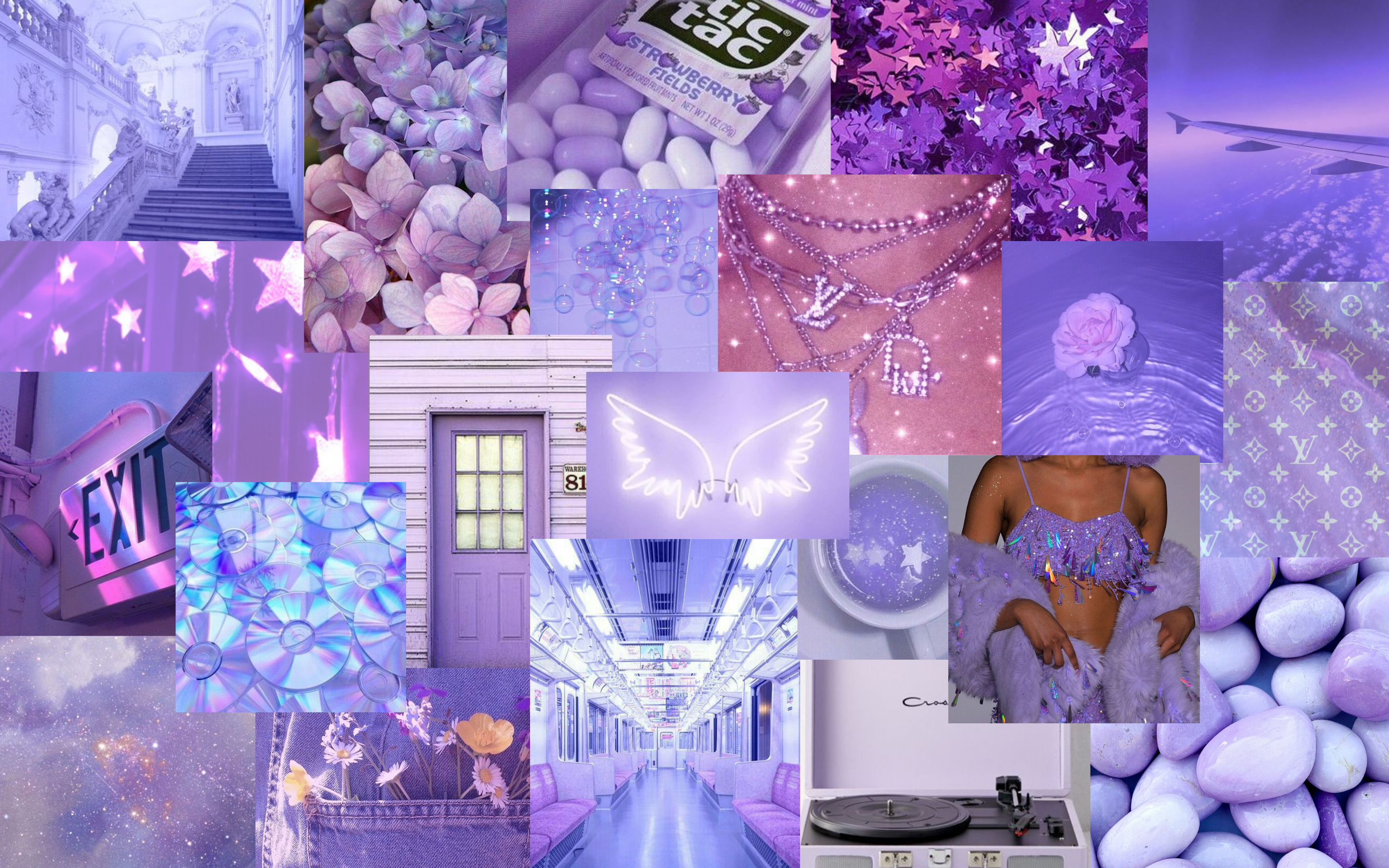 Lilac Aesthetic Collage Desktop. iPhone wallpaper sky, iPhone wallpaper, Wallpaper pc
