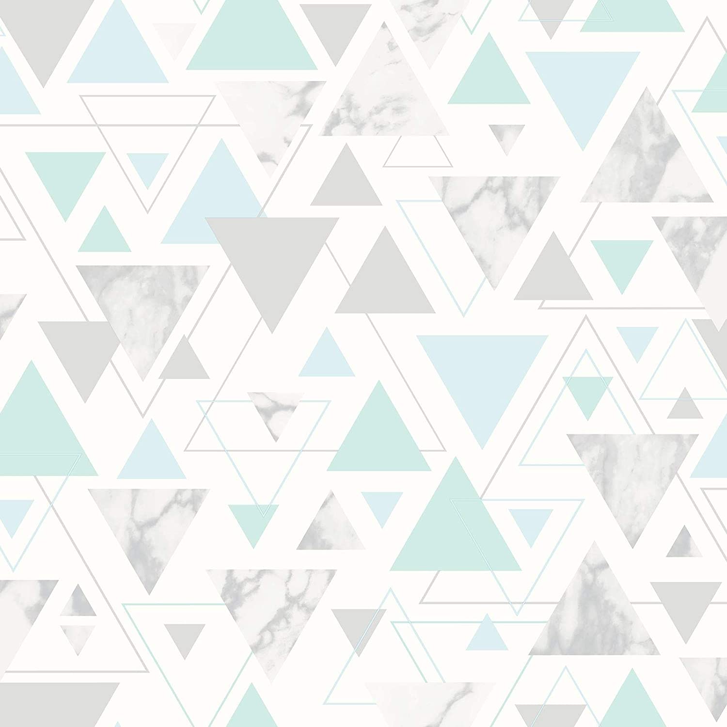 Chantilly Geometric Marble Triangle Wallpaper Teal Grey Debona 5015