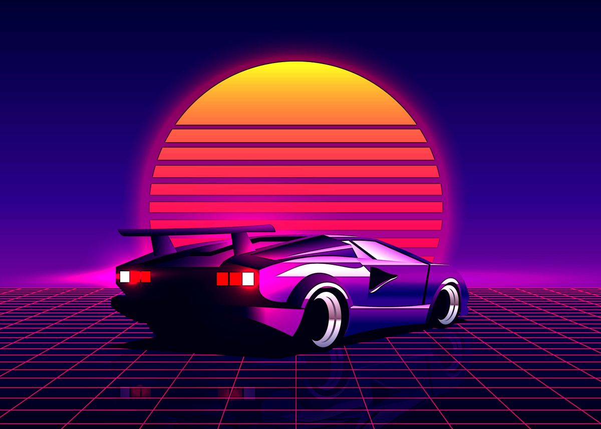 Retro Neon Car Sunset Wallpapers - Wallpaper Cave