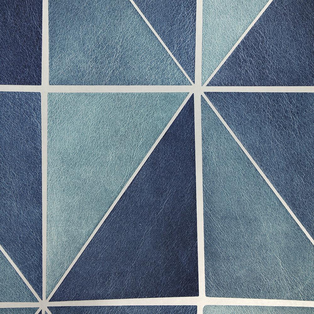 Sample Leather Geometric Wallpaper in Blue from the Precious Elements