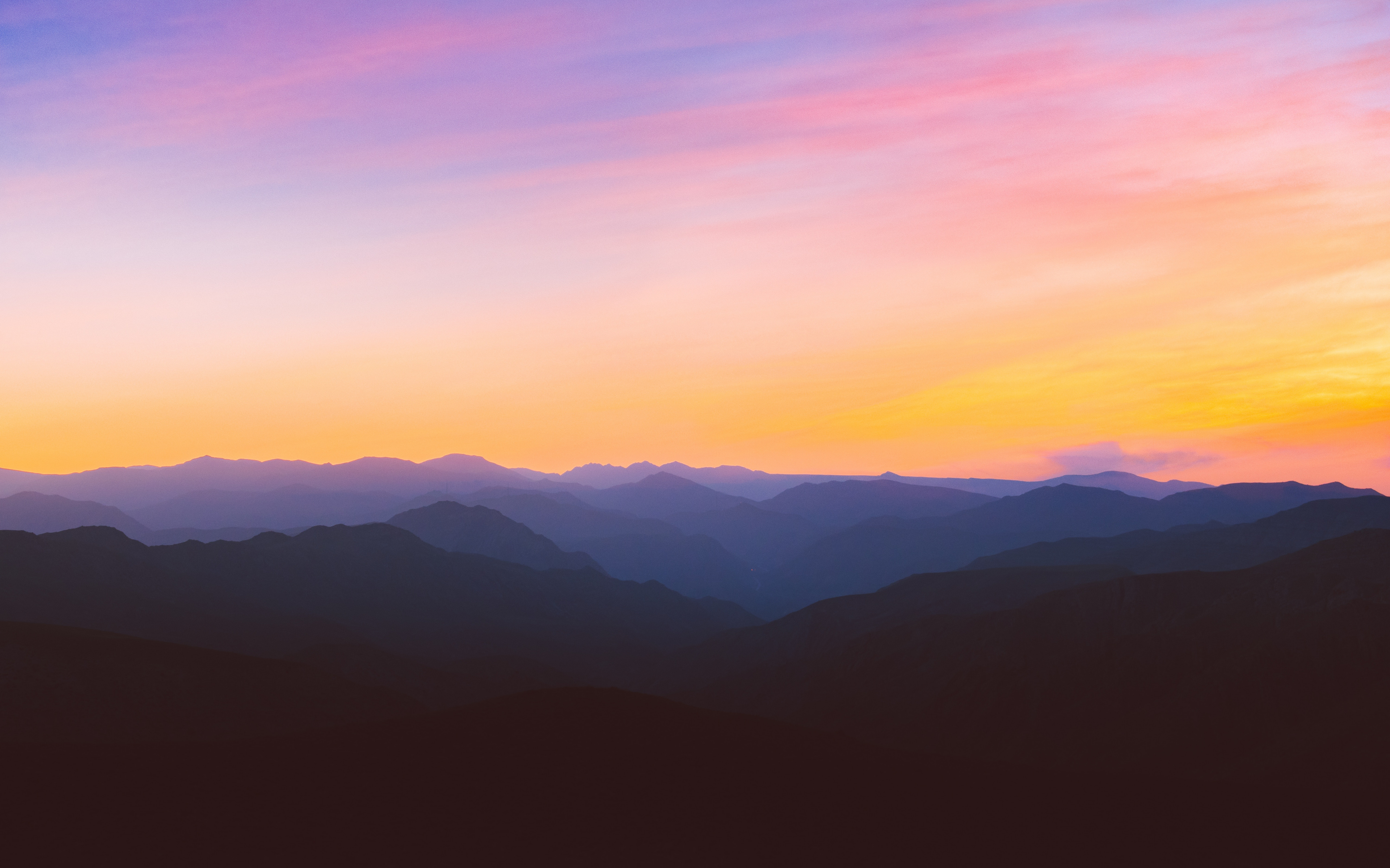 Download Mountains, sunset, horizon, colorful sky wallpaper, 3840x 4K Ultra HD 16: Widescreen