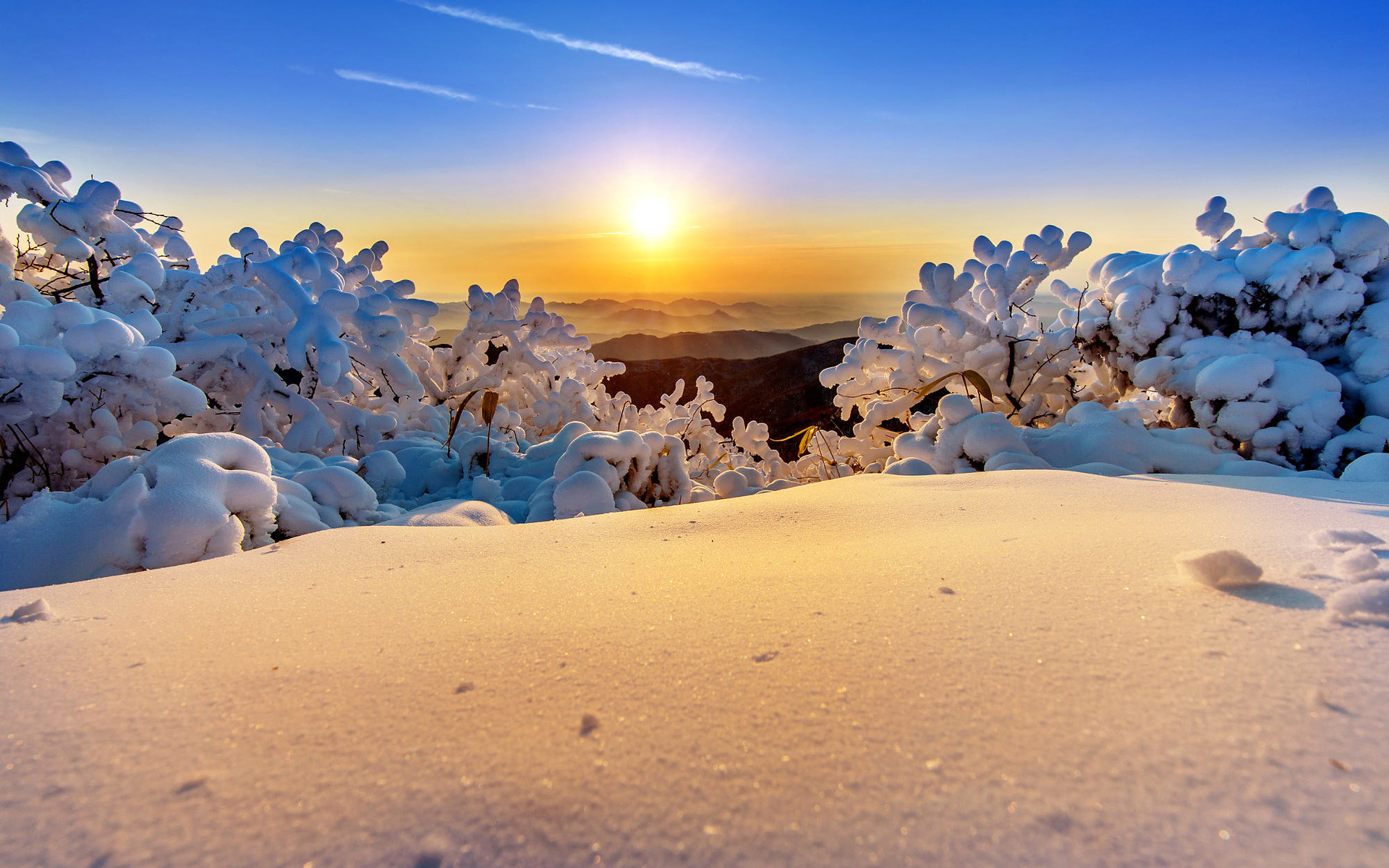 Download Wallpaper Deogyusan National Park, Winter, Sunset, Snowdrifts, South Korea, Asia, Beautiful Nature, Deogyusan, Jeollabuk Do, Togyusan For Desktop With Resolution 1920x1200. High Quality HD Picture Wallpaper
