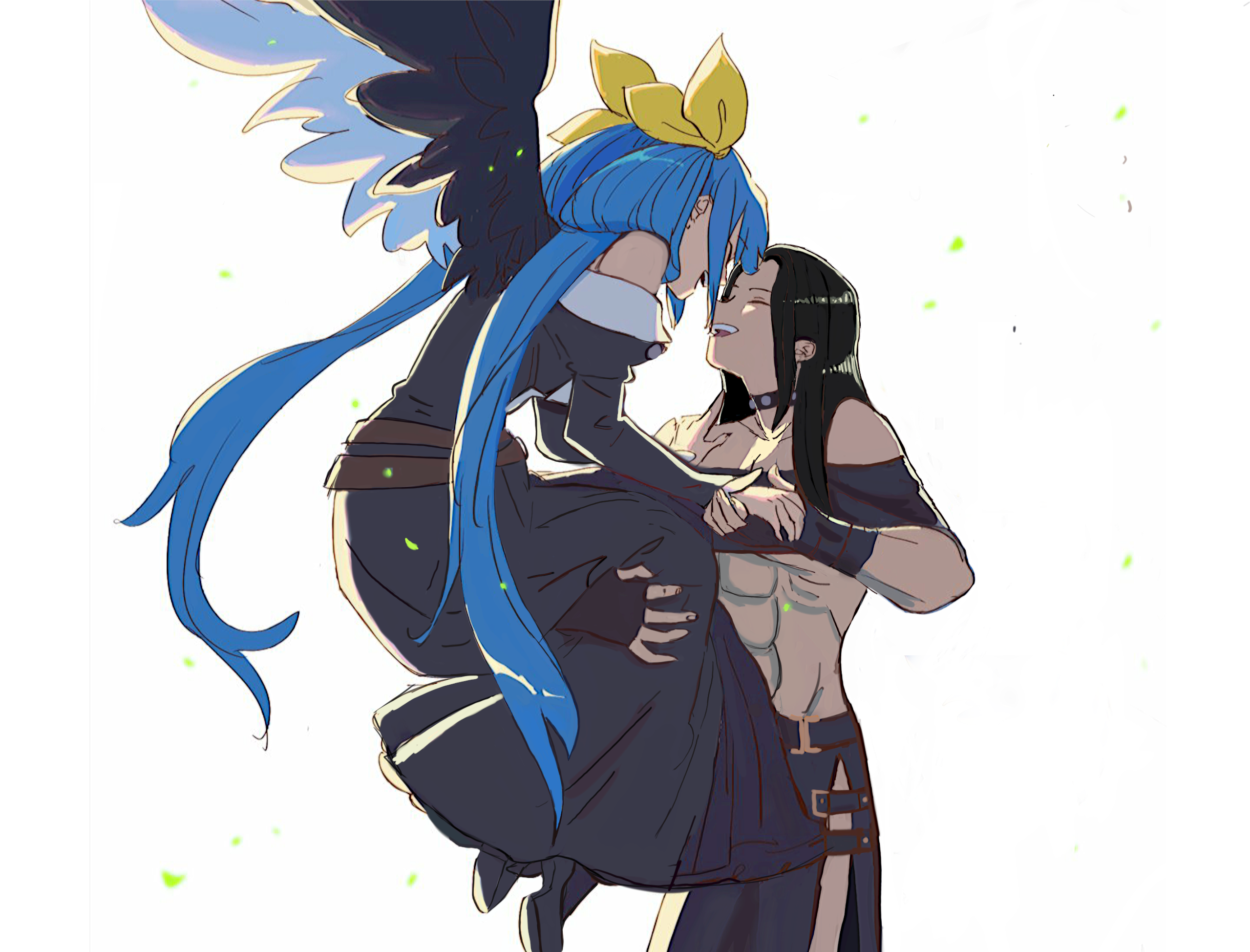 Wallpaper, Guilty Gear, Video Game Art, Dizzy Guilty Gear, Testament guilty gear, couple, anime girl with wings, anime games, Fighting Games, black dress, Gothic, blue hair 2559x1948