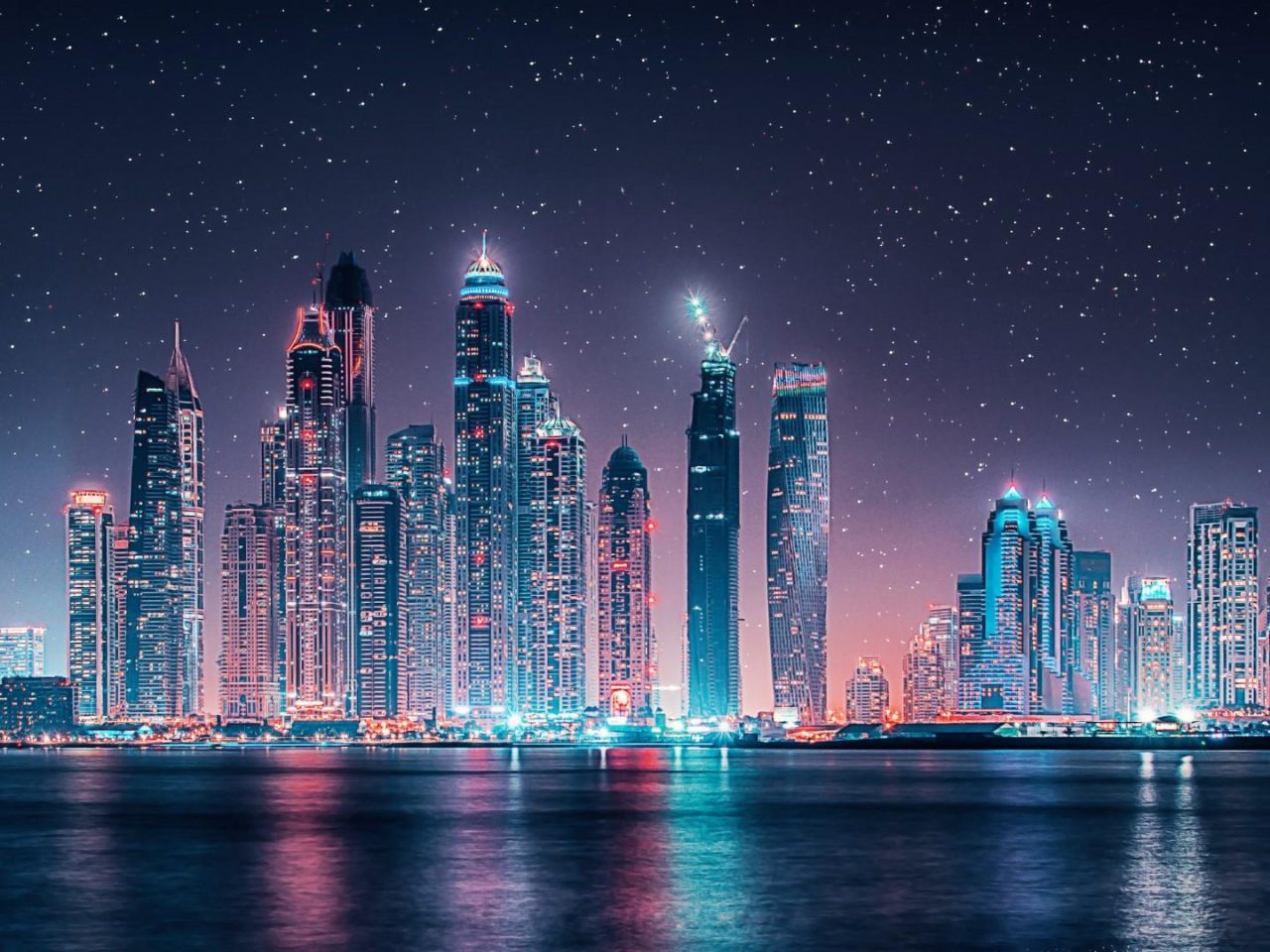 Dubai Skyline Starry Sky At Night Ultra HD Wallpaper For Android Mobile Phones Tablet And Lapx1080, Wallpaper13.com