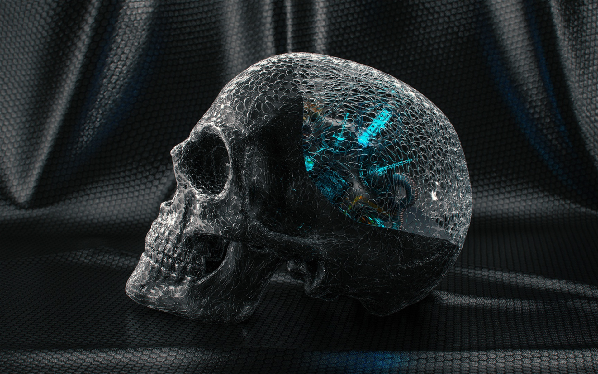 Download wallpaper 3D skull, carbon model of the skull, artificial intelligence concepts, skull, creative art for desktop with resolution 1920x1200. High Quality HD picture wallpaper