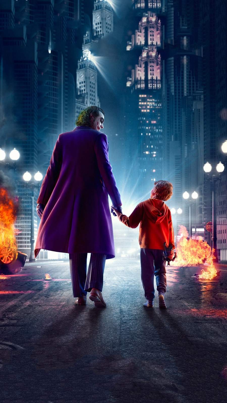 Joker Walking with Kid iPhone Wallpaper Wallpaper, iPhone Wallpaper