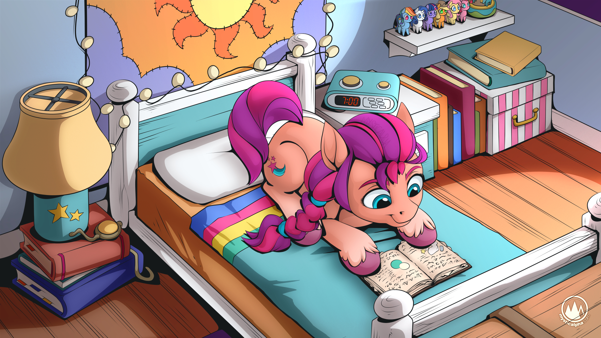 Sunny Starscout Bedroom Reading by Mysticalpha: mylittlepony