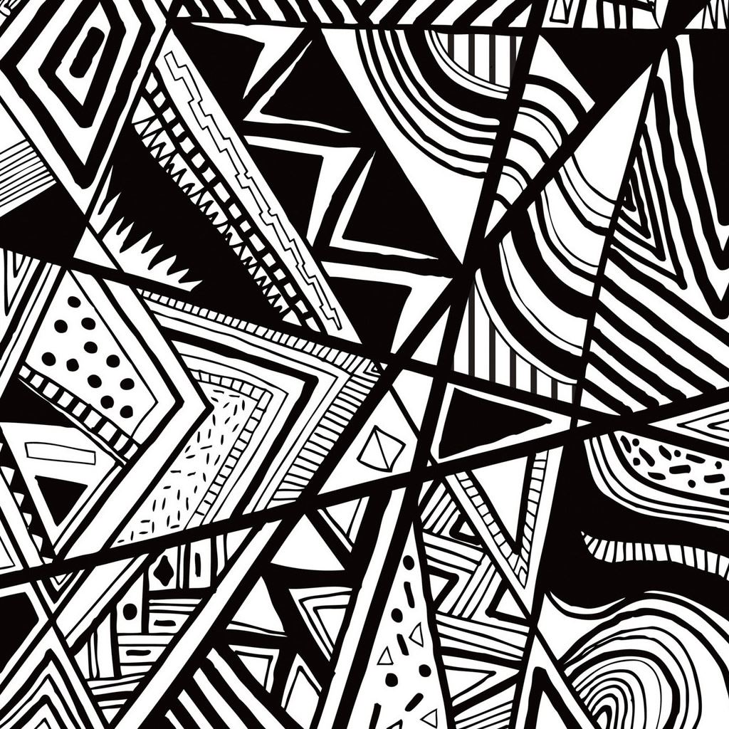 Black And White Doodle iPad Wallpaper Free Download