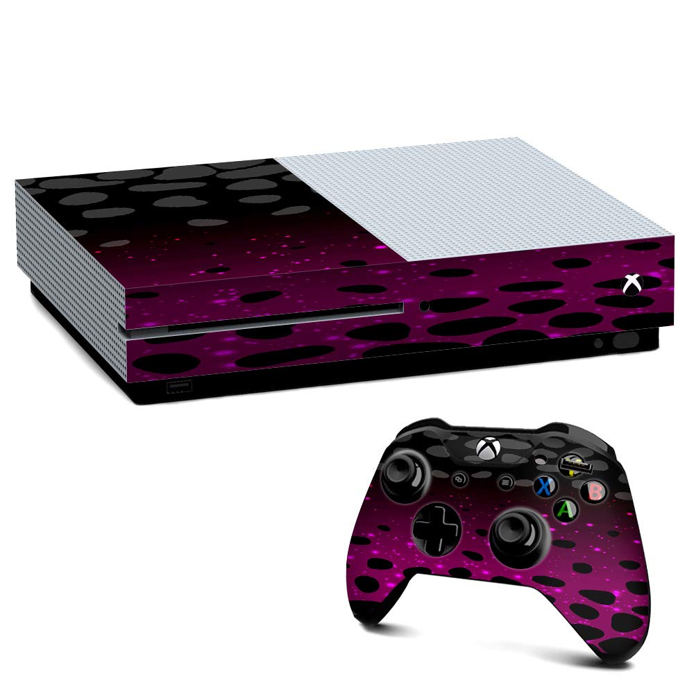 IT'S A SKIN Xbox One S Console & Controller Decal Vinyl Wrap. Spotted Pink Black Wallpaper, Video Games