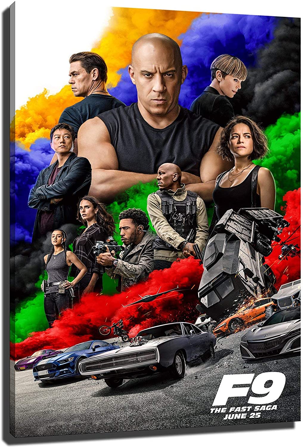 F9 The Fast Saga Official Poster Fast And Furious 9 Movie Mural Xirokey Canvas Art HD Print Modern Home Bedroom Office Decoration Santa RONA (16x24inch NO Frame, A), Everything Else