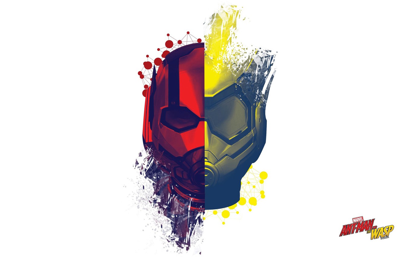 Wallpaper Abstraction, Fiction, Minimalism, White Background, Mask, Poster, MARVEL, Ant Man And The Wasp, Ant Man And Wasp Image For Desktop, Section минимализм