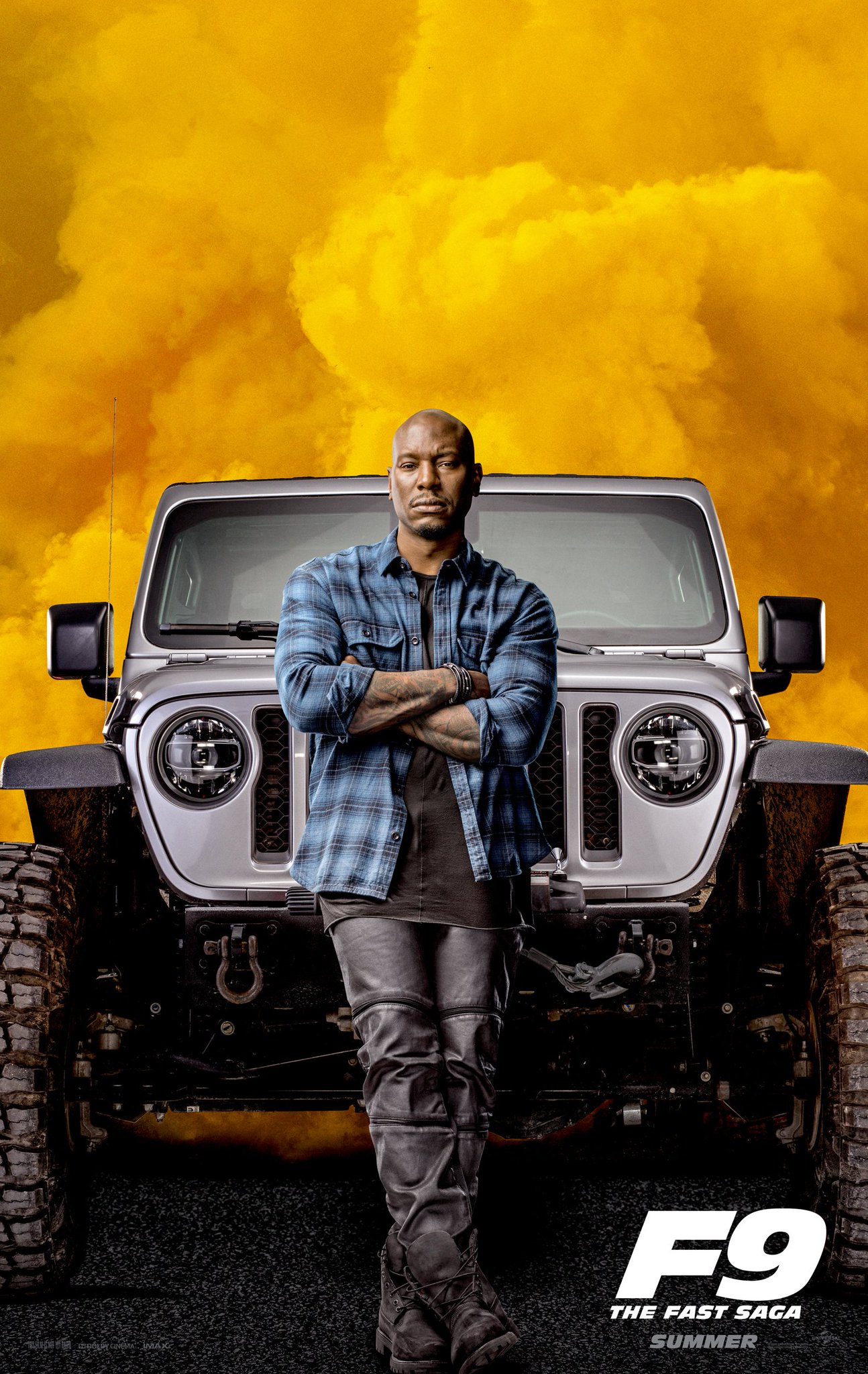 Fast and Furious 9 Character Poster Gibson as Roman Pearce and Furious Photo