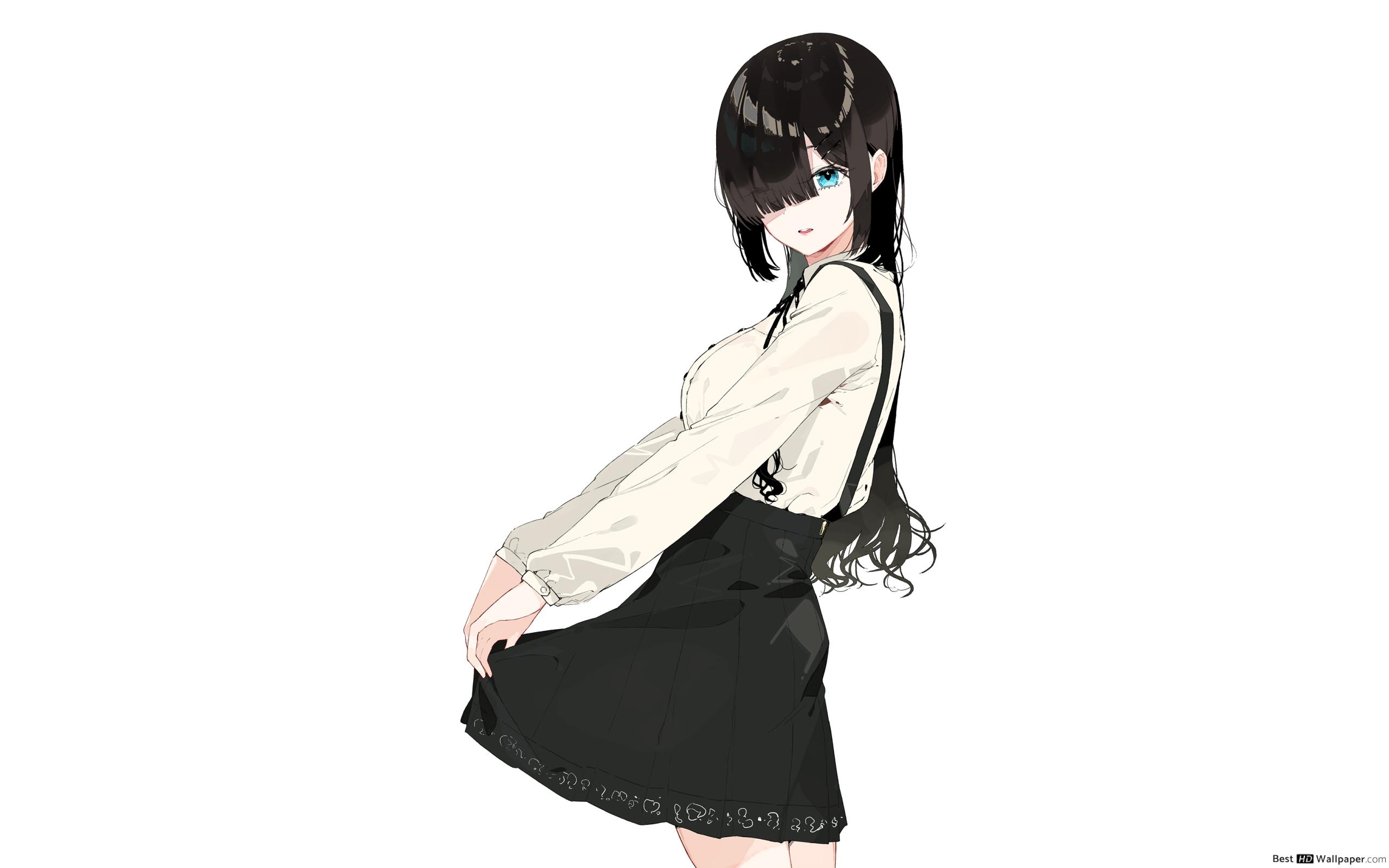 Anime black haired girl HD wallpaper download