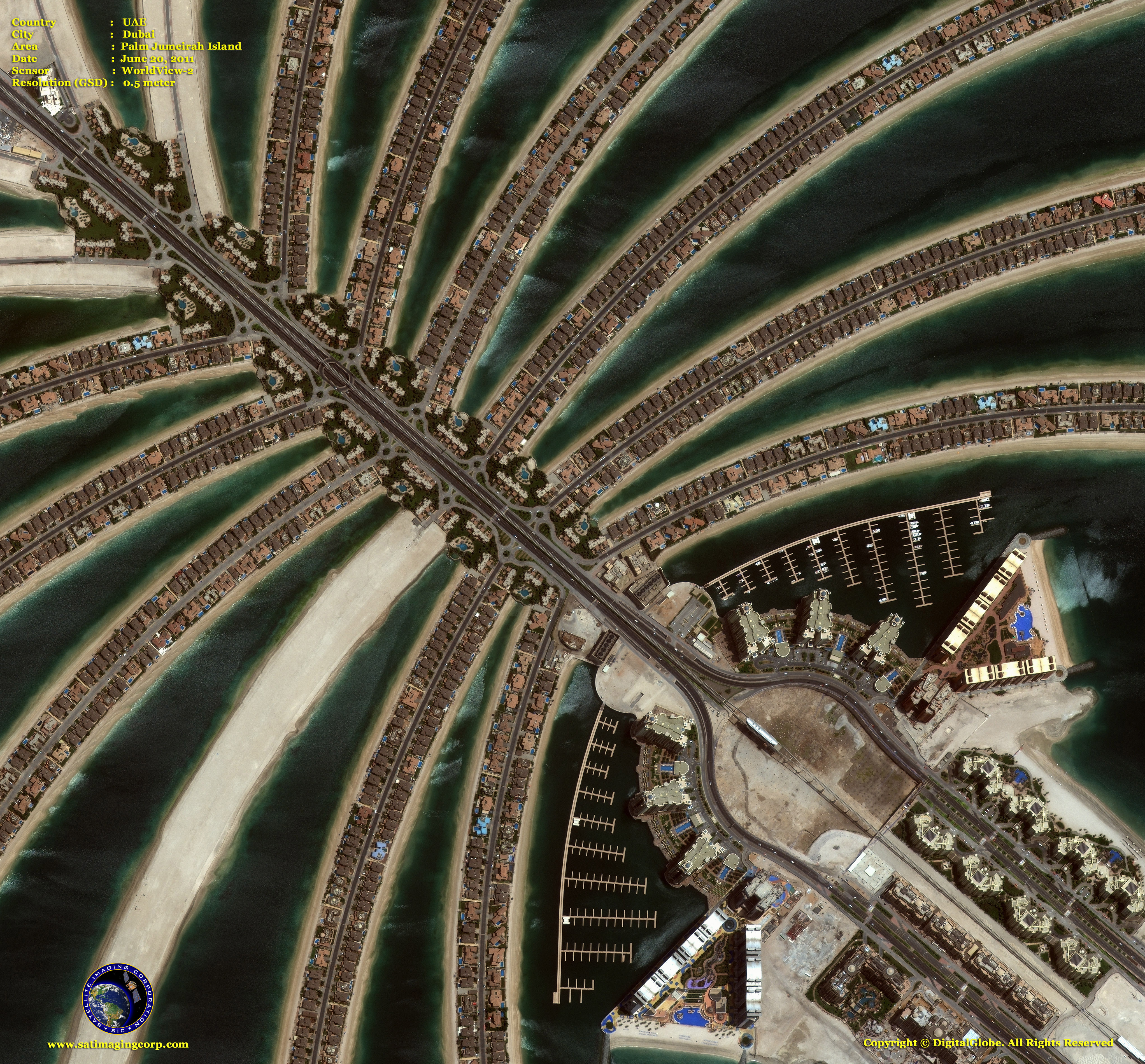 WorldView 2 Satellite Image Palm Jumeirah. Satellite Imaging Corp