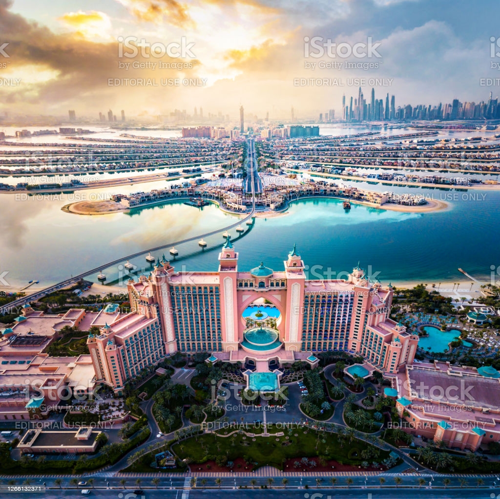 Atlantis Hotel At The Palm Jumeirah Island In Dubai United Arab Emirates Aerial View Image Now