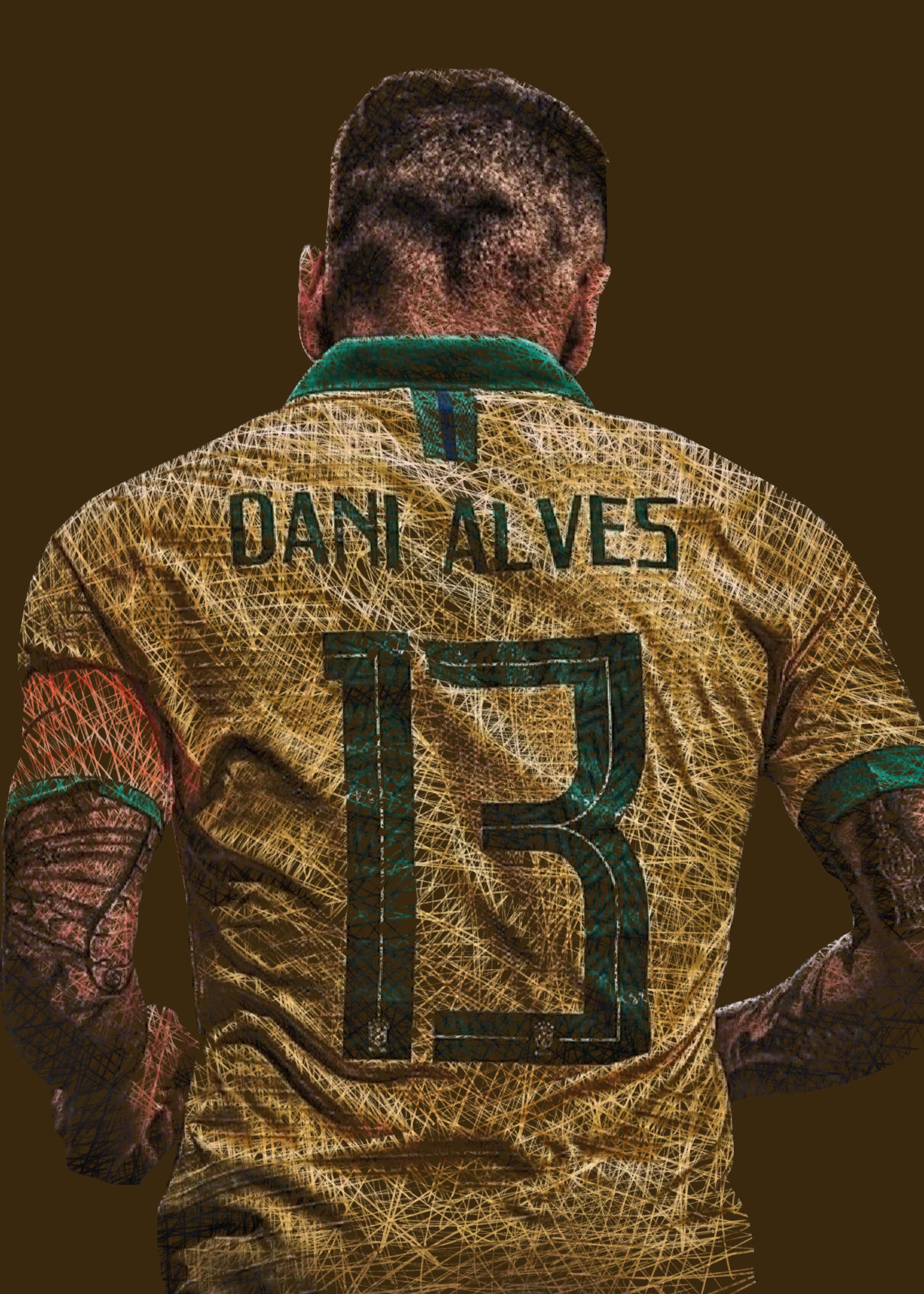 Dani Alves' Poster by Defi Saul. Displate. Football poster, Football, Football wallpaper