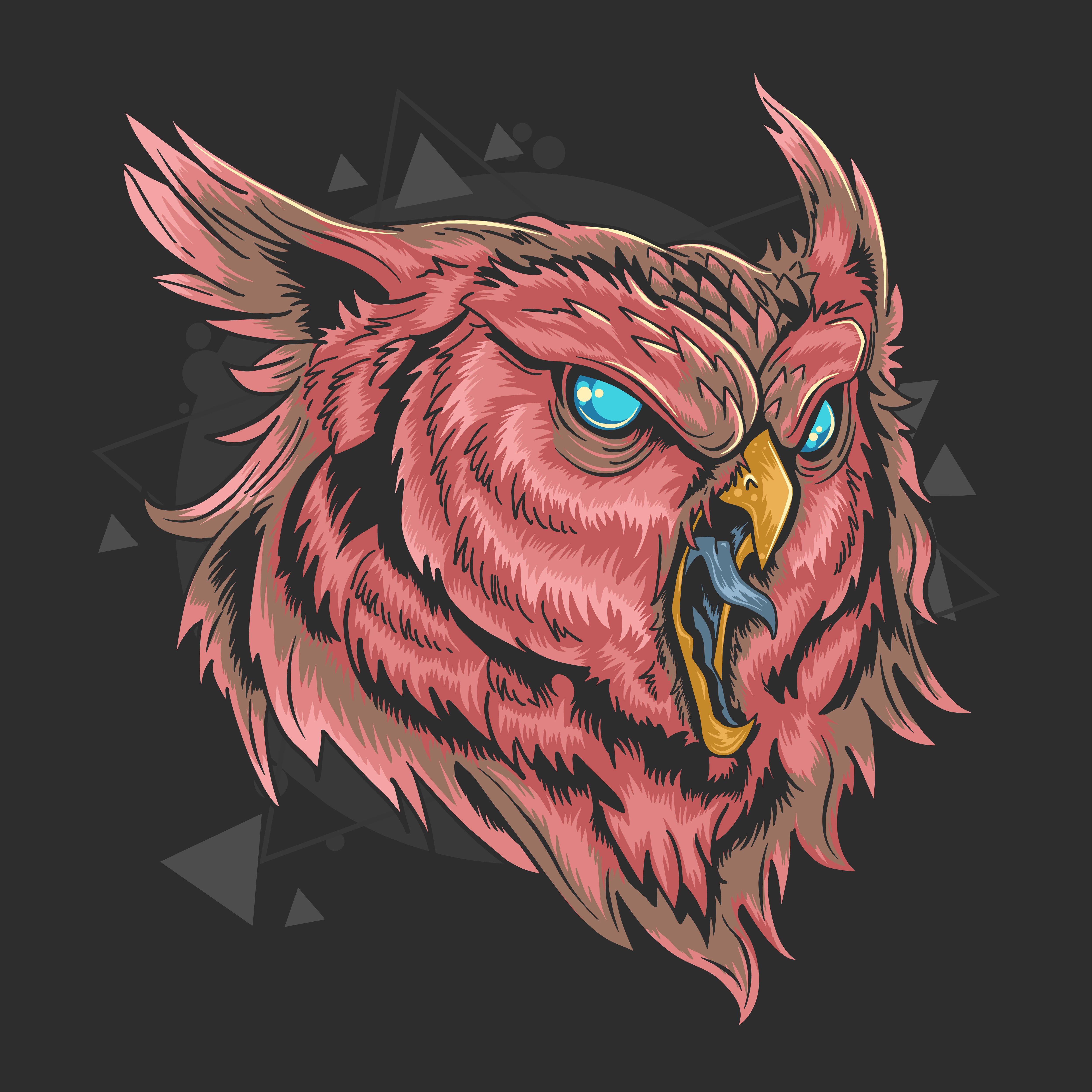 Angry owl head design