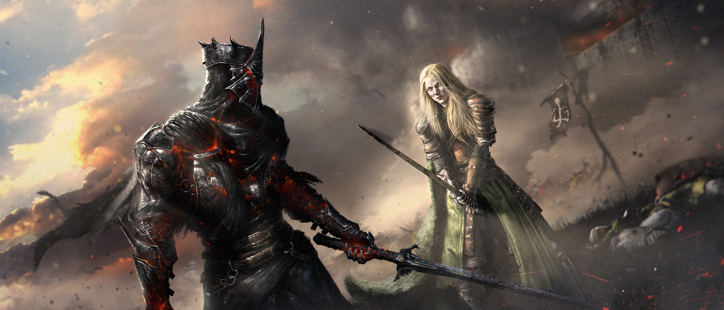 Found this wallpaper online, can somebody tell me if these are Witch King of Angmar and Eowyn?: lotrmemes