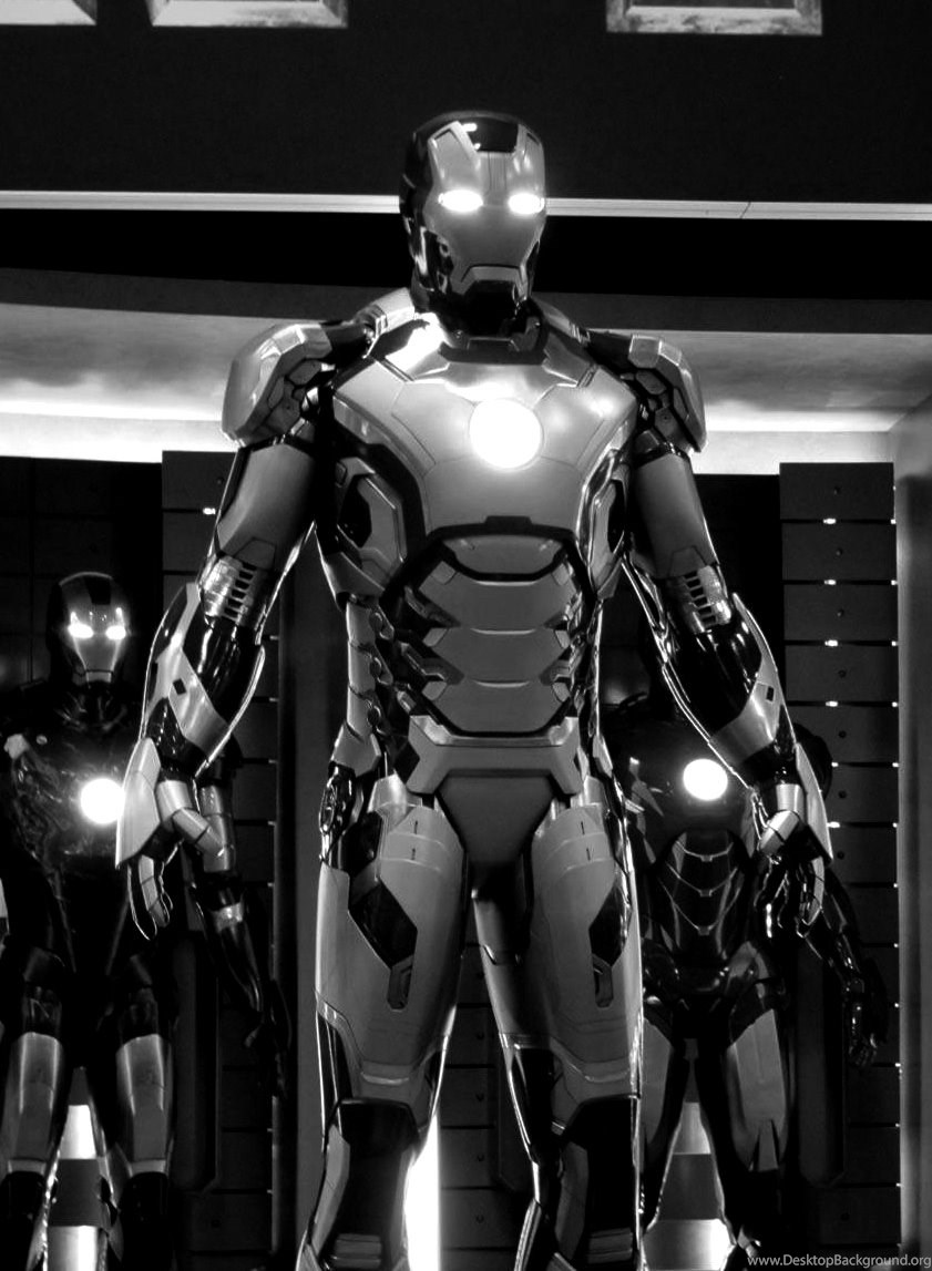 Iron Man 3 Suit Black And White Picture Desktop Background