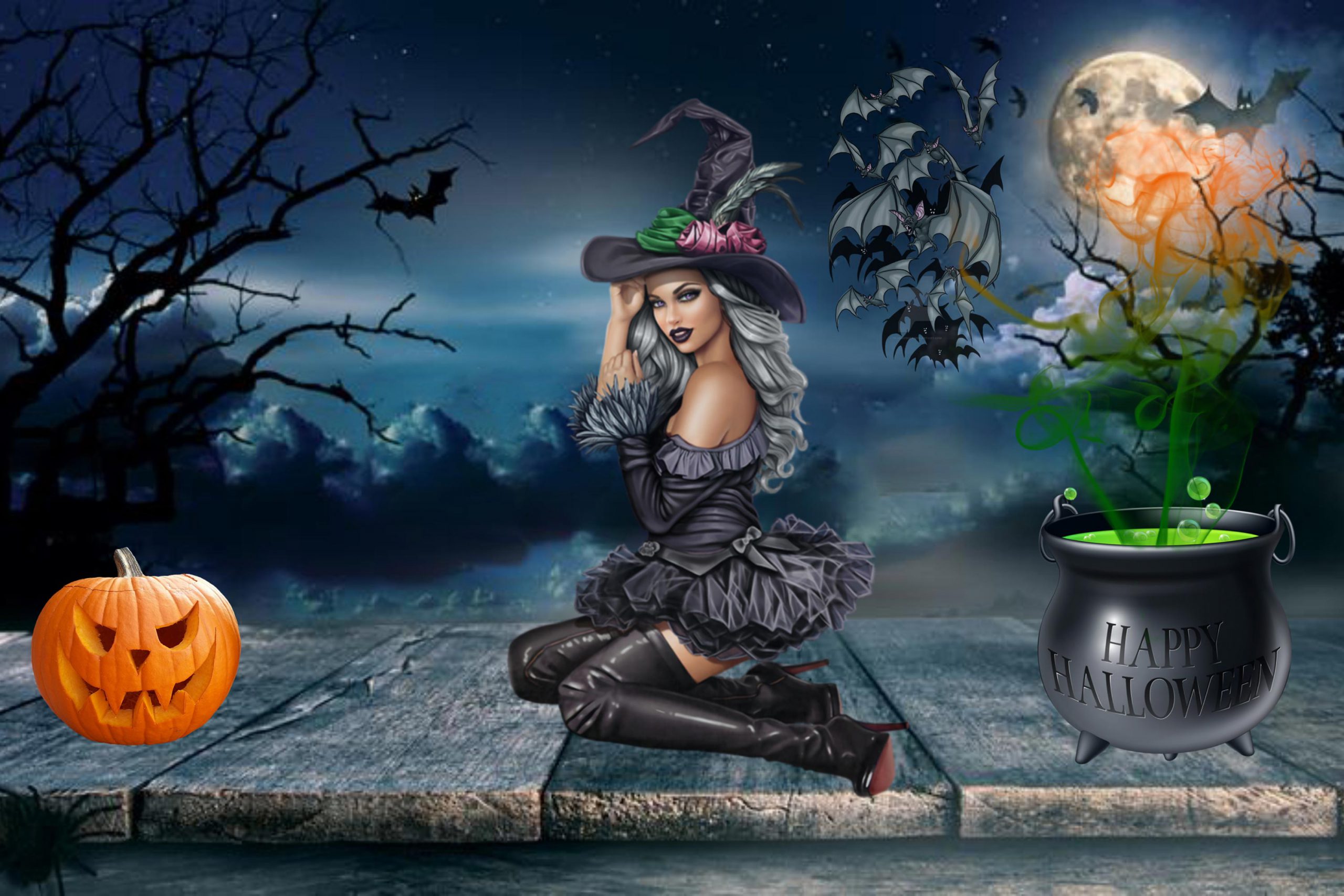 Scary Halloween Wallpaper 2021 HD, Background, Pumpkins, Witches, Bats & Ghosts