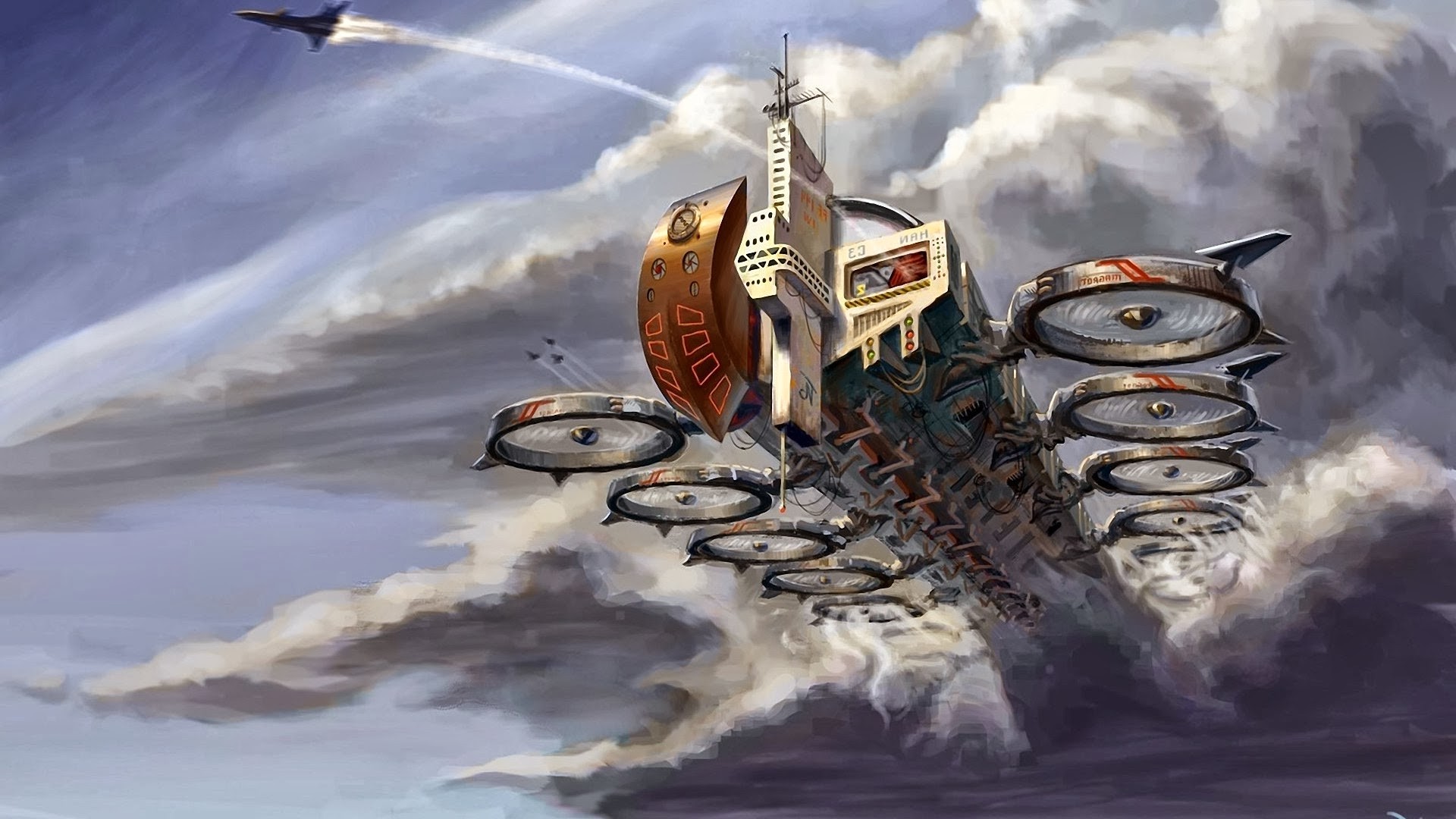 #army, #hovercraft, #artwork, #science fiction, #sky, wallpaper. Mocah HD Wallpaper